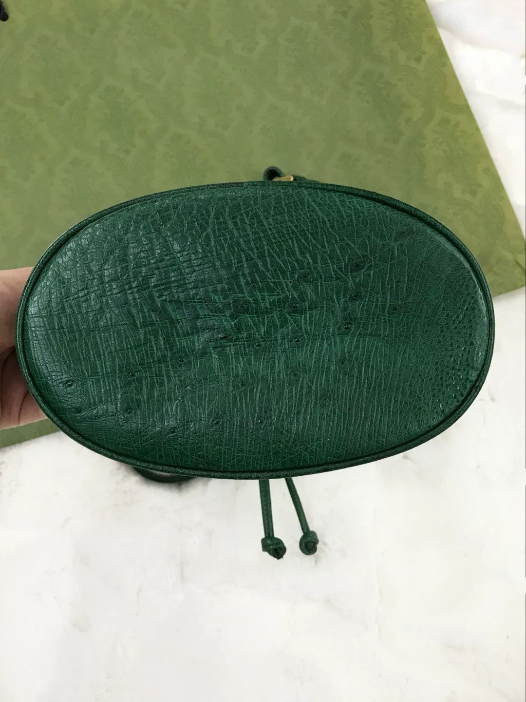 Gucci Gucci Green Ostrich Leather Bucket Bag Size ONE SIZE - 4 Thumbnail