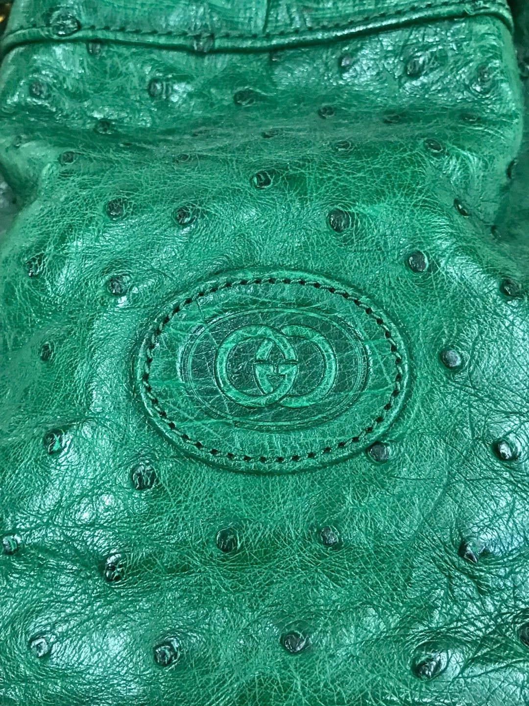 Gucci Gucci Green Ostrich Leather Bucket Bag Size ONE SIZE - 6 Thumbnail