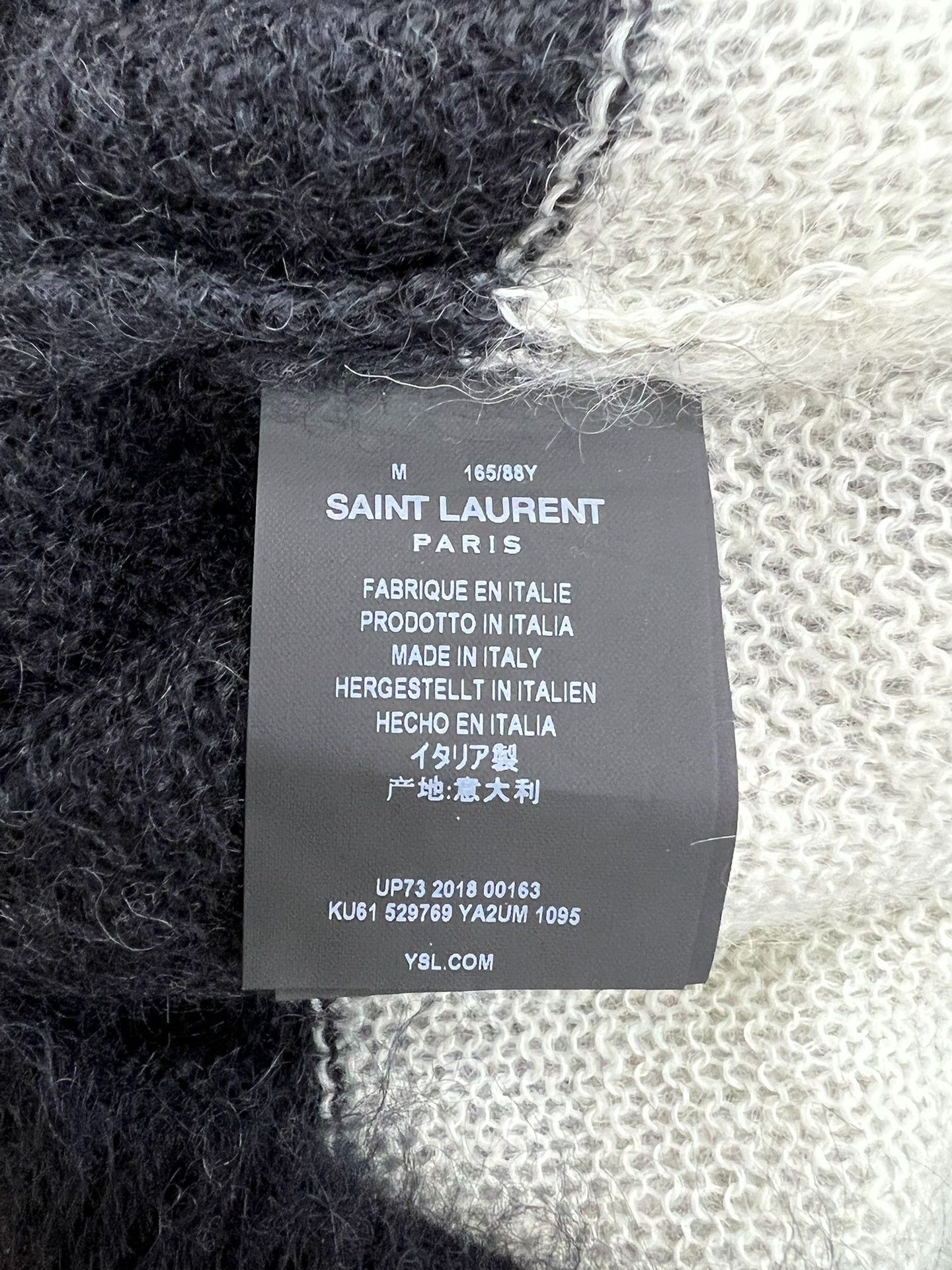 Saint Laurent Paris Saint Laurent Black White Mohair Sweater Size US M / EU 48-50 / 2 - 5 Thumbnail
