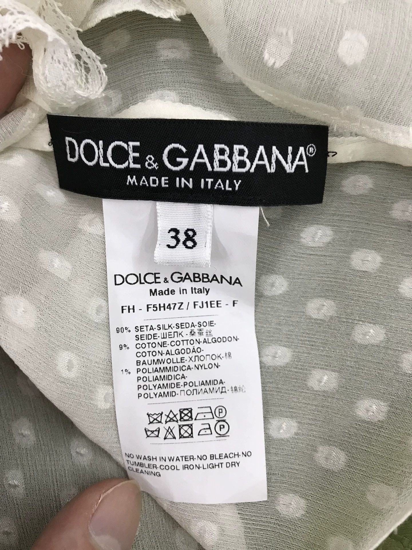 Dolce & Gabbana Dolce Gabbana White Polka Dot Silk Blouse Size S / US 4 / IT 40 - 4 Thumbnail