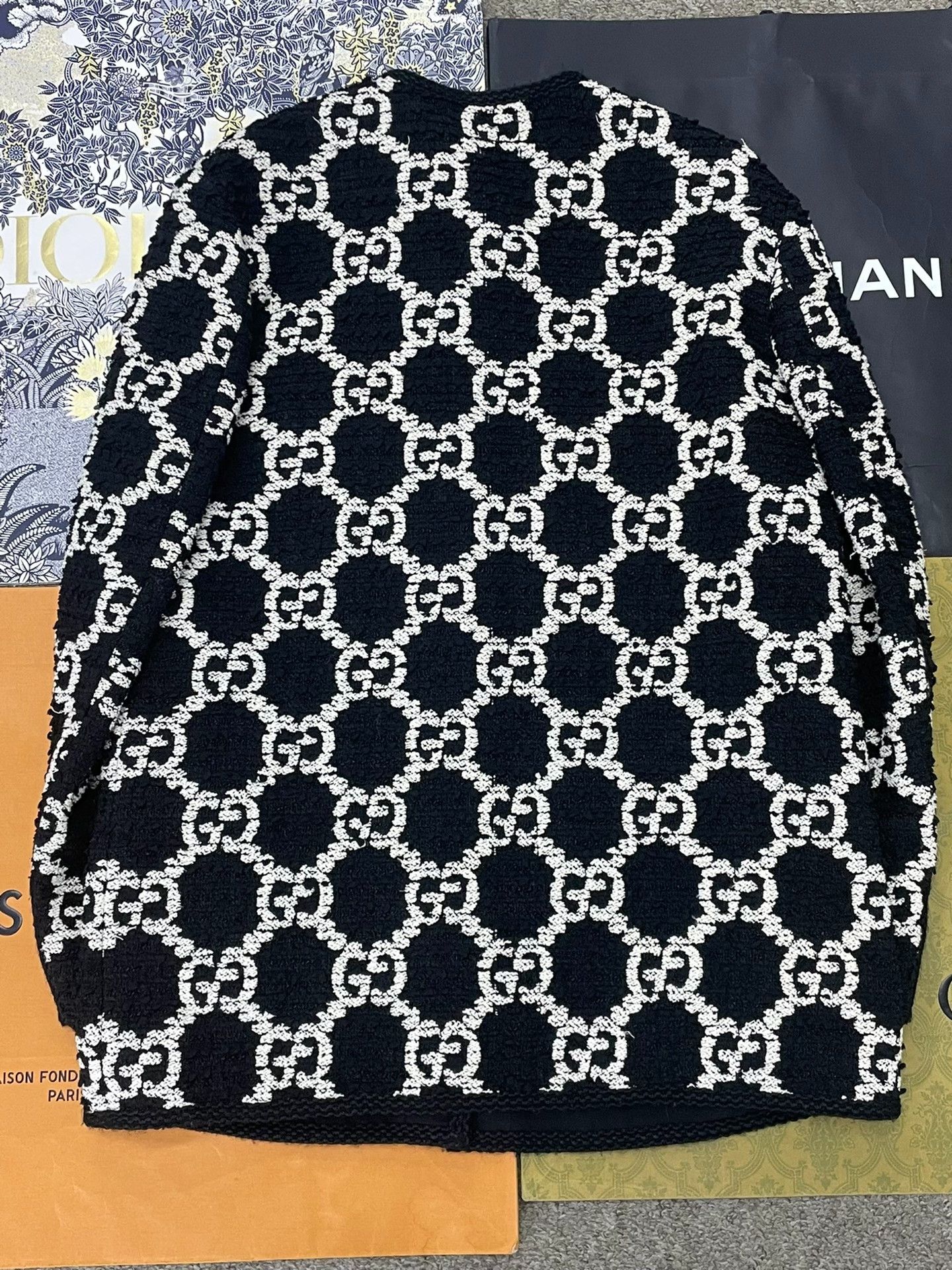 Gucci Gucci Black White Tweed Logo Coat Size S / US 4 / IT 40 - 3 Thumbnail