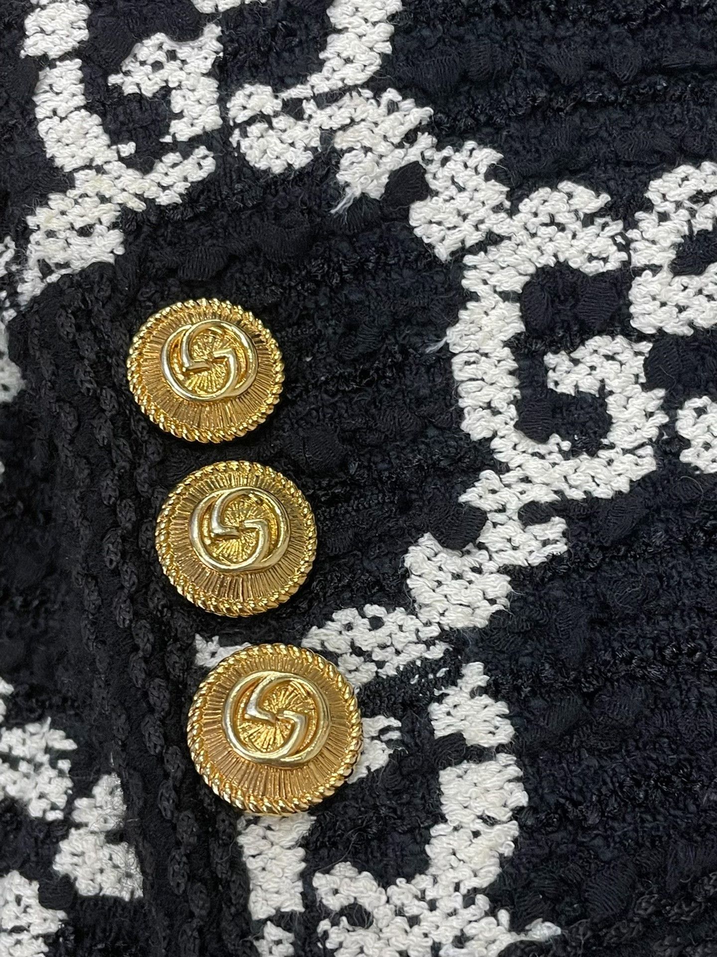 Gucci Gucci Black White Tweed Logo Coat Size S / US 4 / IT 40 - 2 Thumbnail