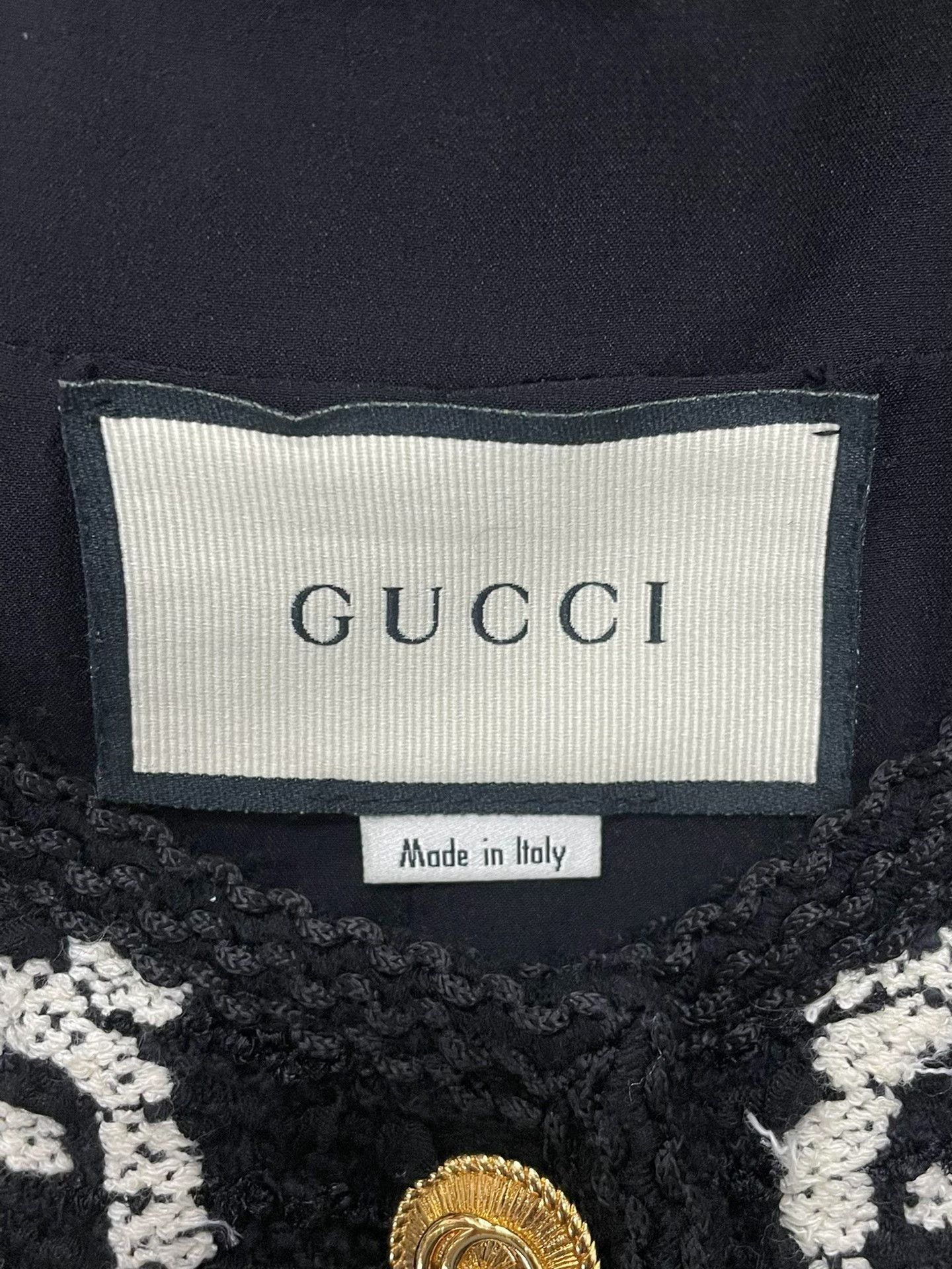 Gucci Gucci Black White Tweed Logo Coat Size S / US 4 / IT 40 - 4 Thumbnail