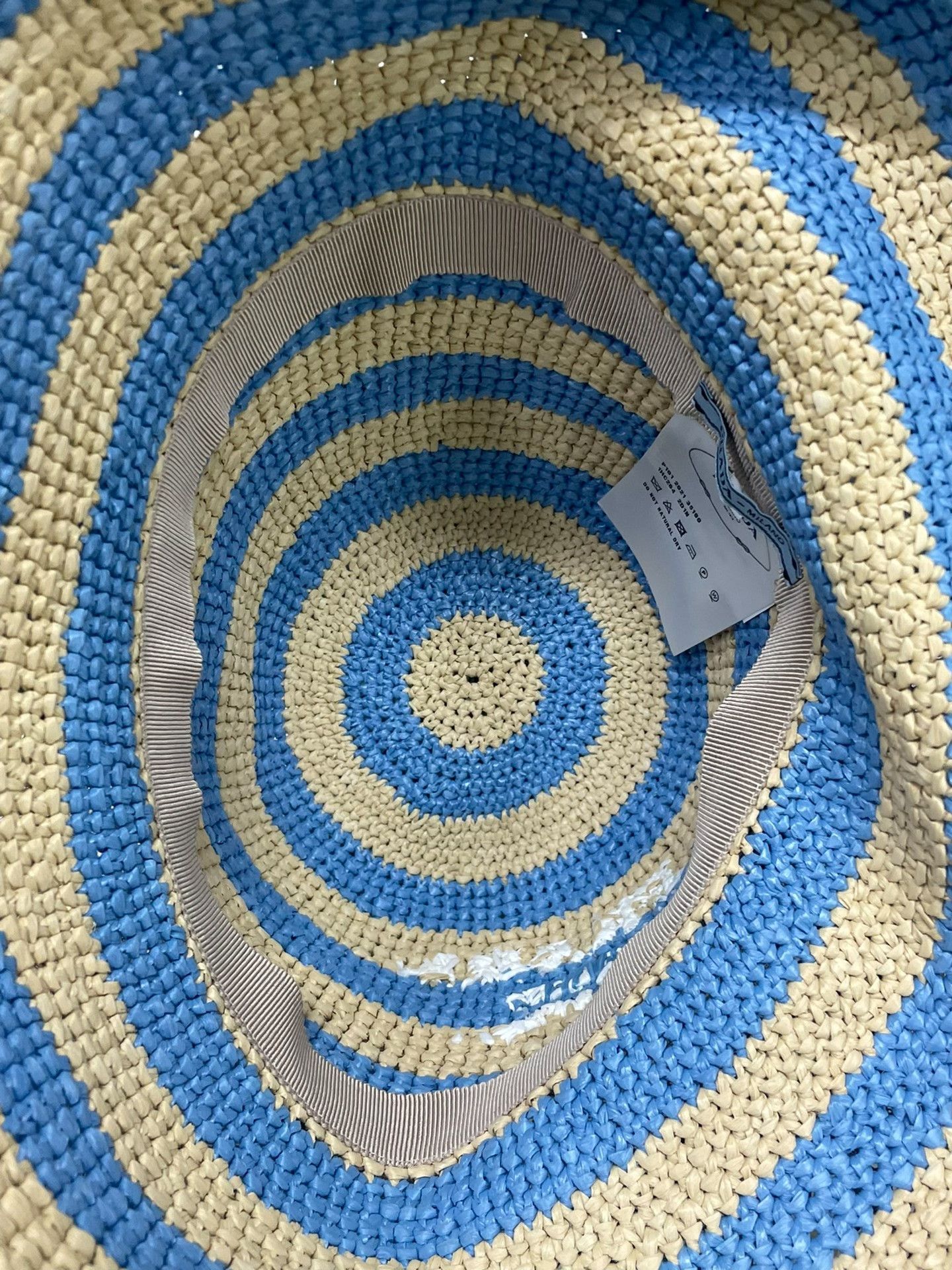 Prada Prada Blue Striped Straw Bucket Hat Size ONE SIZE - 4 Thumbnail
