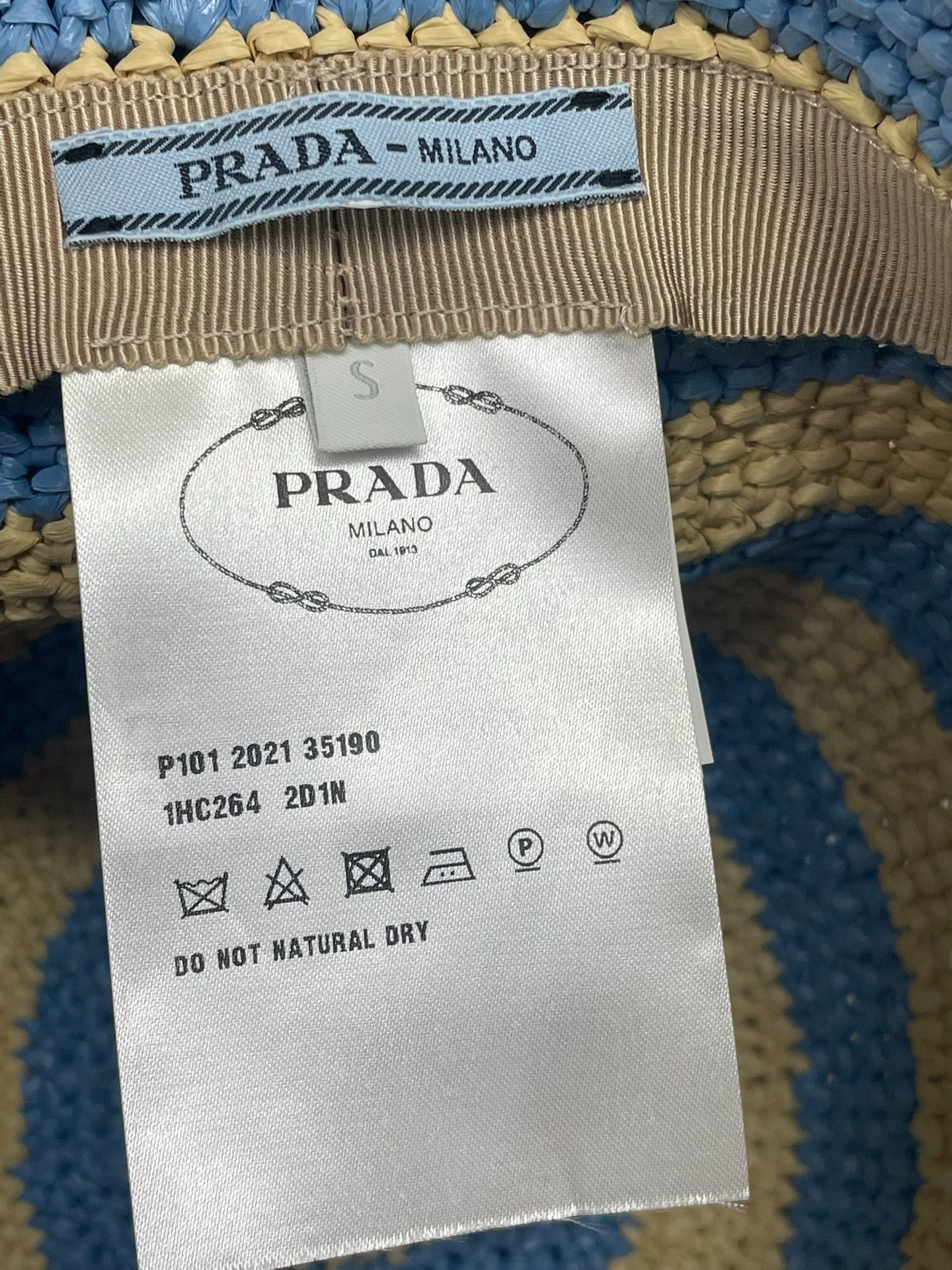 Prada Prada Blue Striped Straw Bucket Hat Size ONE SIZE - 5 Thumbnail