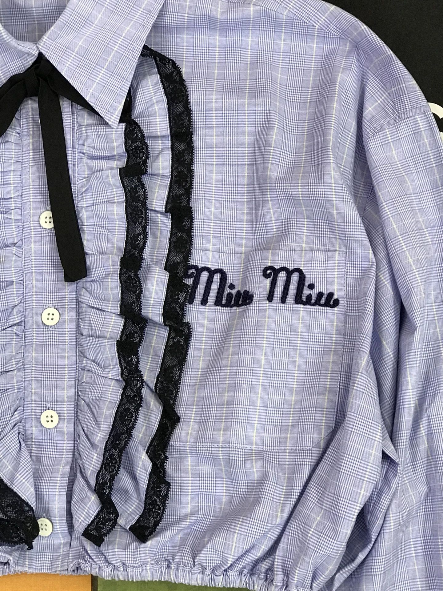 Miu Miu Miu Miu Bow Logo Shirt Top Size S / US 4 / IT 40 - 3 Thumbnail