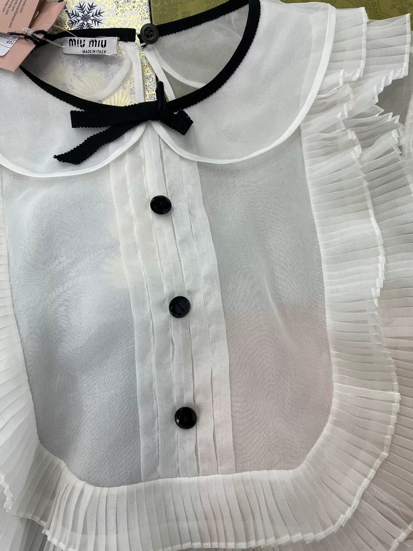 Miu Miu Miu Miu White Silk Top Size S / US 4 / IT 40 - 2 Thumbnail