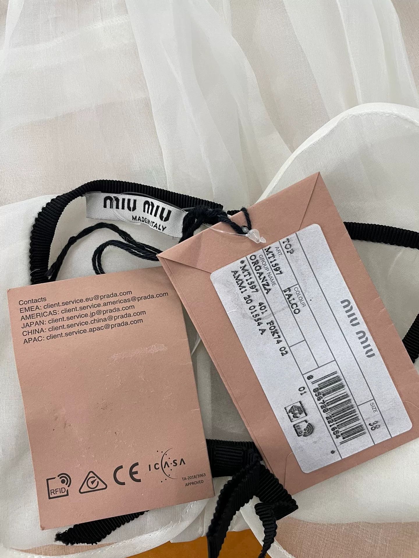 Miu Miu Miu Miu White Silk Top Size S / US 4 / IT 40 - 4 Thumbnail