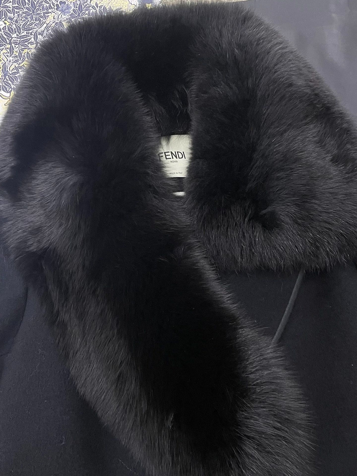 Fendi Fendi Black Fox Fur Collar Wool Coat Size XS / US 0-2 / IT 36-38 - 2 Thumbnail