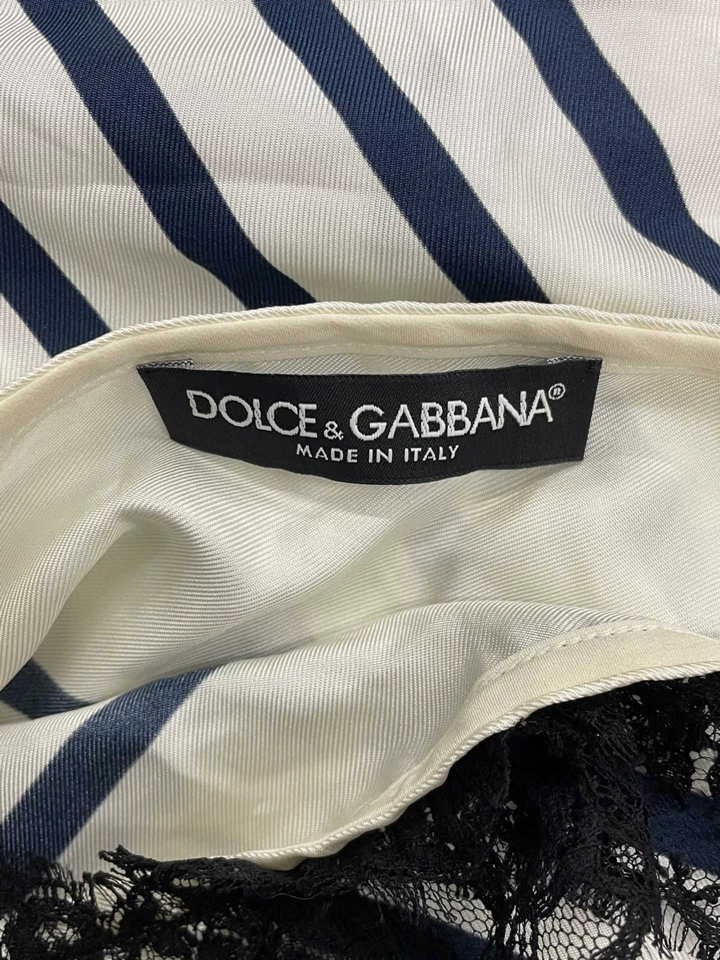 Dolce & Gabbana Dolce&Gabbana Silk Stripe Lace Top Size S / US 4 / IT 40 - 3 Thumbnail