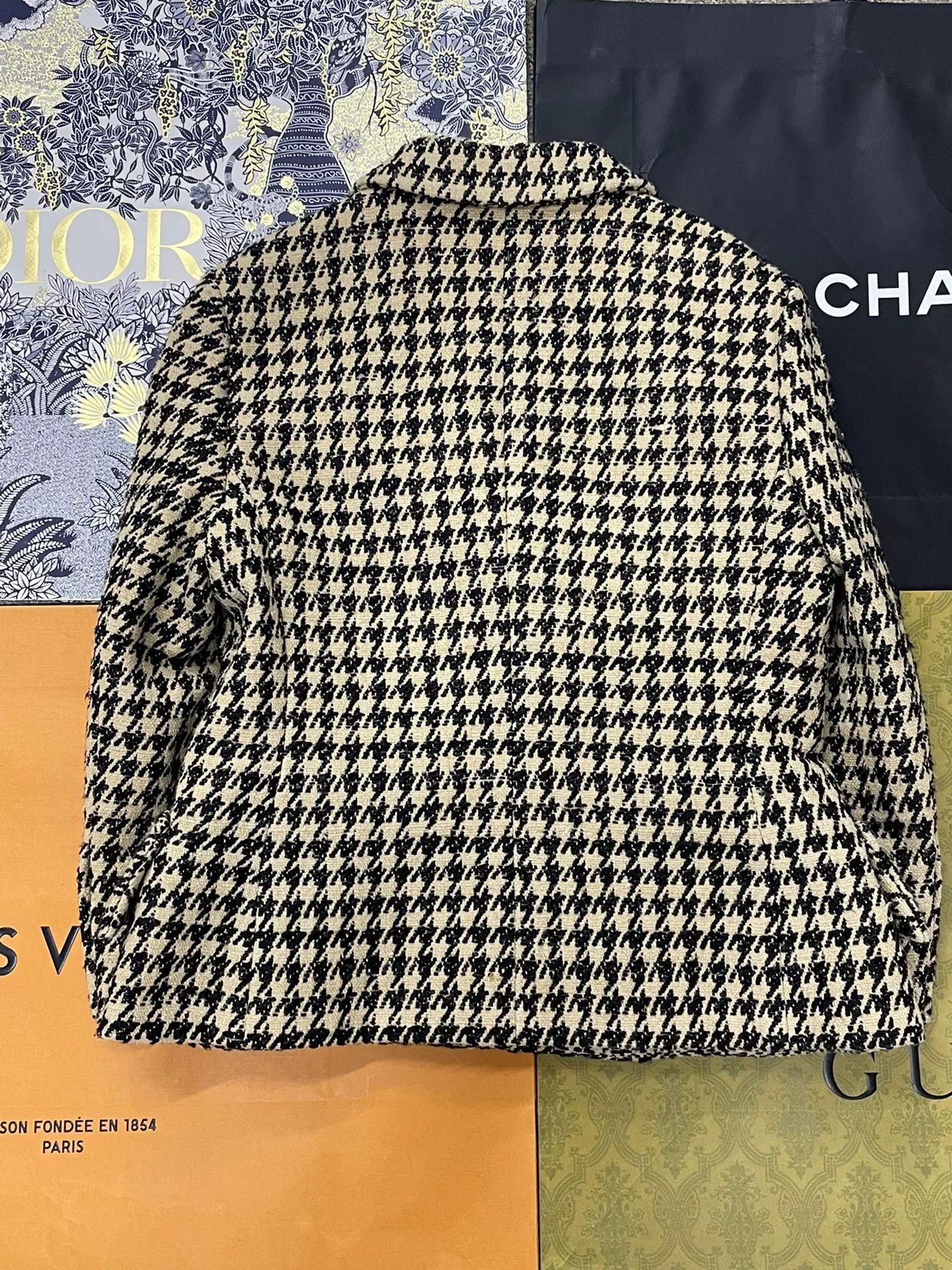 Dior Dior Color-Block Houndstooth Collared Blazer Size S / US 4 / IT 40 - 3 Thumbnail