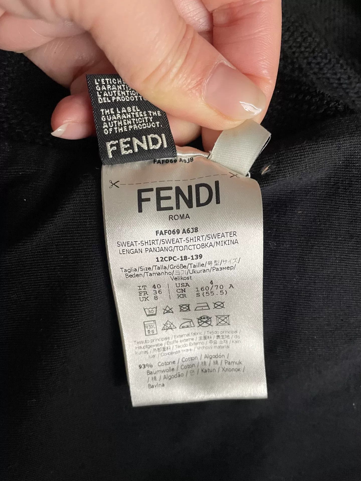 Fendi Fendi Black Sweatshirt Size 40 Size US XXS / EU 40 - 5 Thumbnail