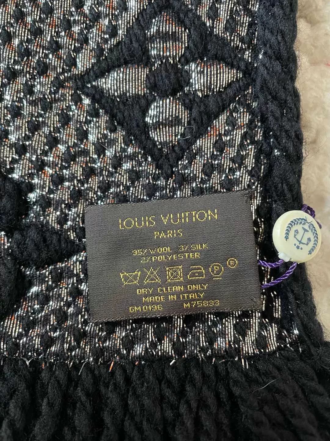 Louis Vuitton Louis Vuitton Black Silver Scarf Size ONE SIZE - 6 Thumbnail