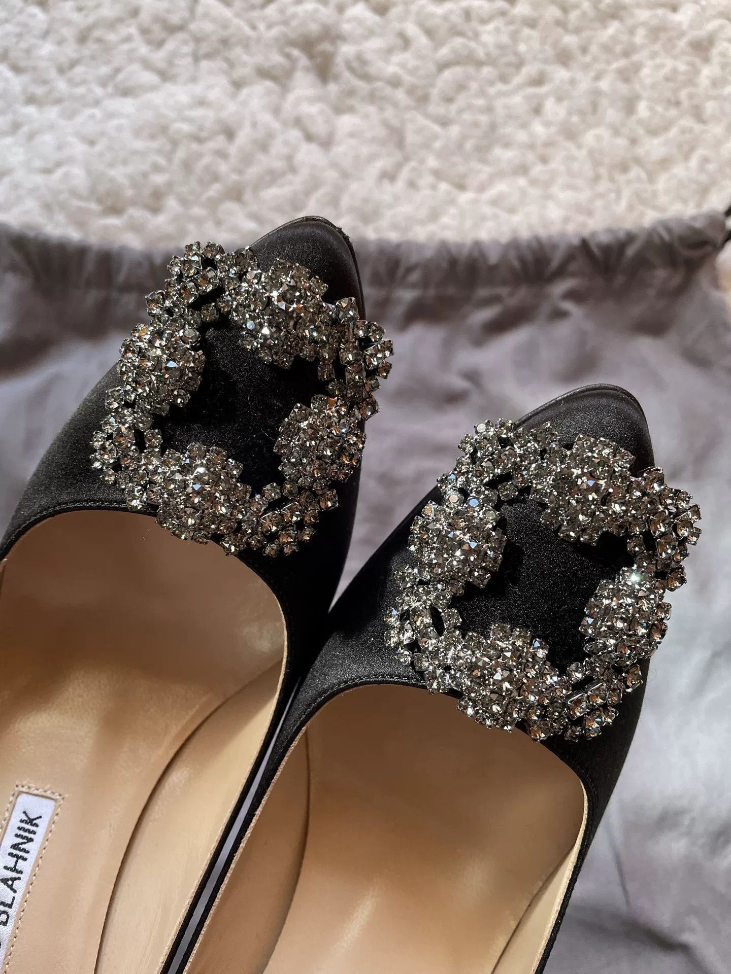 Manolo Blahnik Manolo Blannk Satin Diamond Buckle Heels Size US 5.5 / IT 35.5 - 3 Thumbnail