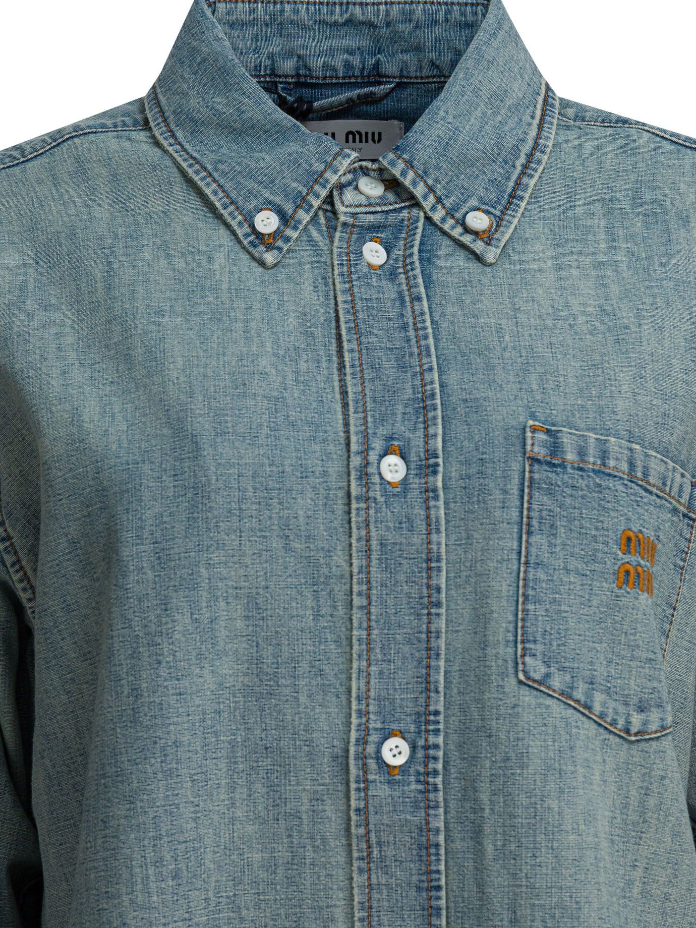 Miu Miu Miu Miu Denim Shirt With Logo tag size 42 Women - USA Duties Paid Size M / US 6-8 / IT 42-44 - 3 Thumbnail