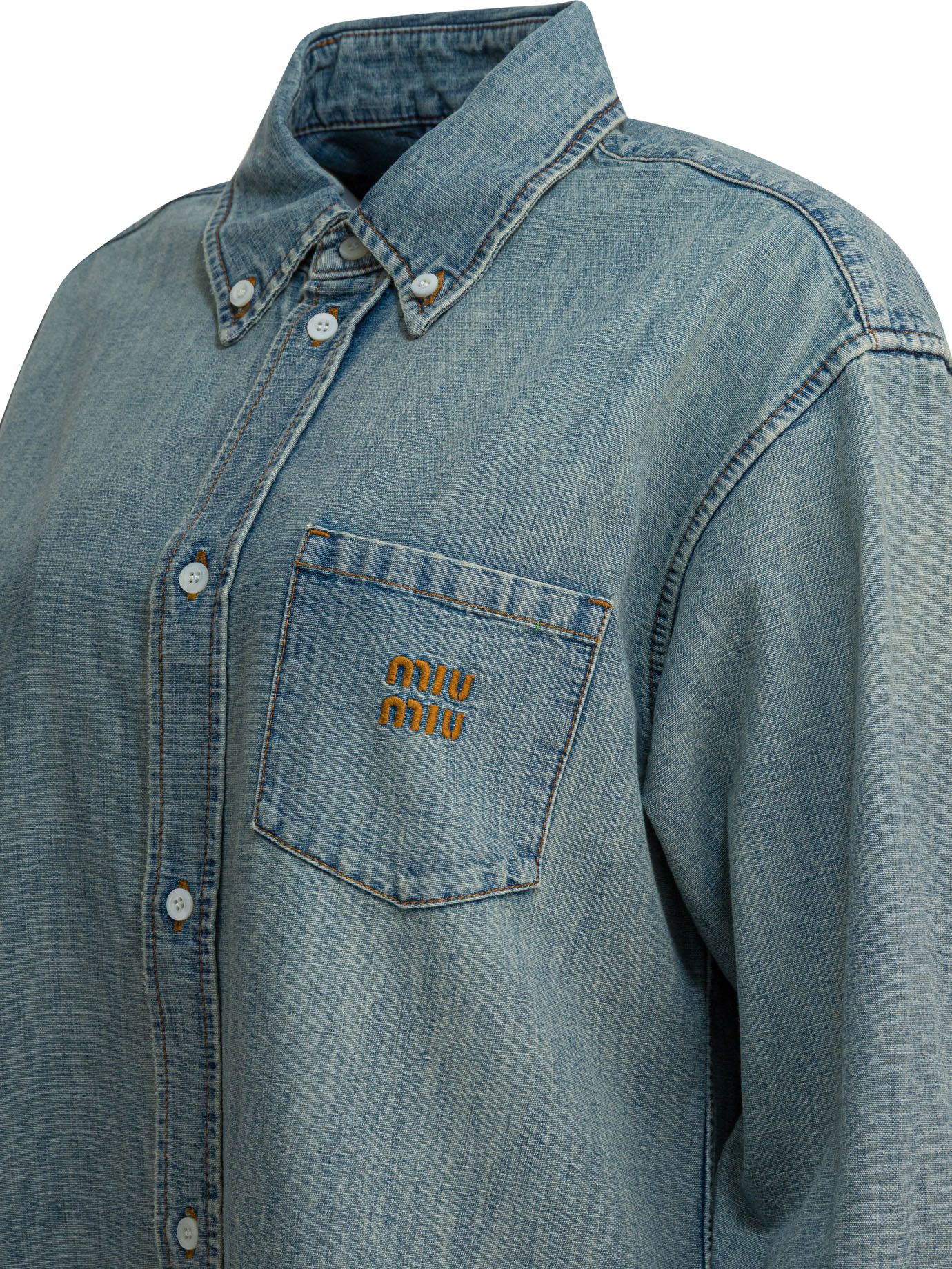 Miu Miu Miu Miu Denim Shirt With Logo tag size 42 Women - USA Duties Paid Size M / US 6-8 / IT 42-44 - 4 Thumbnail