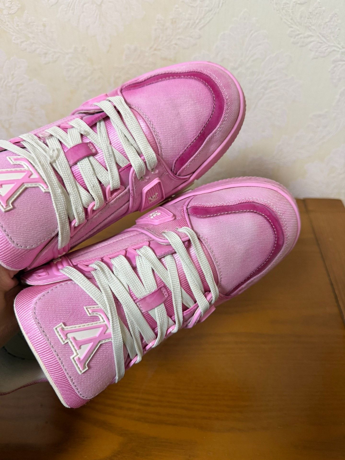 Louis Vuitton Louis Vuitton Training Denim Pink Lowtop Sneakers Women Size US 9.5 / IT 39.5 - 5 Thumbnail