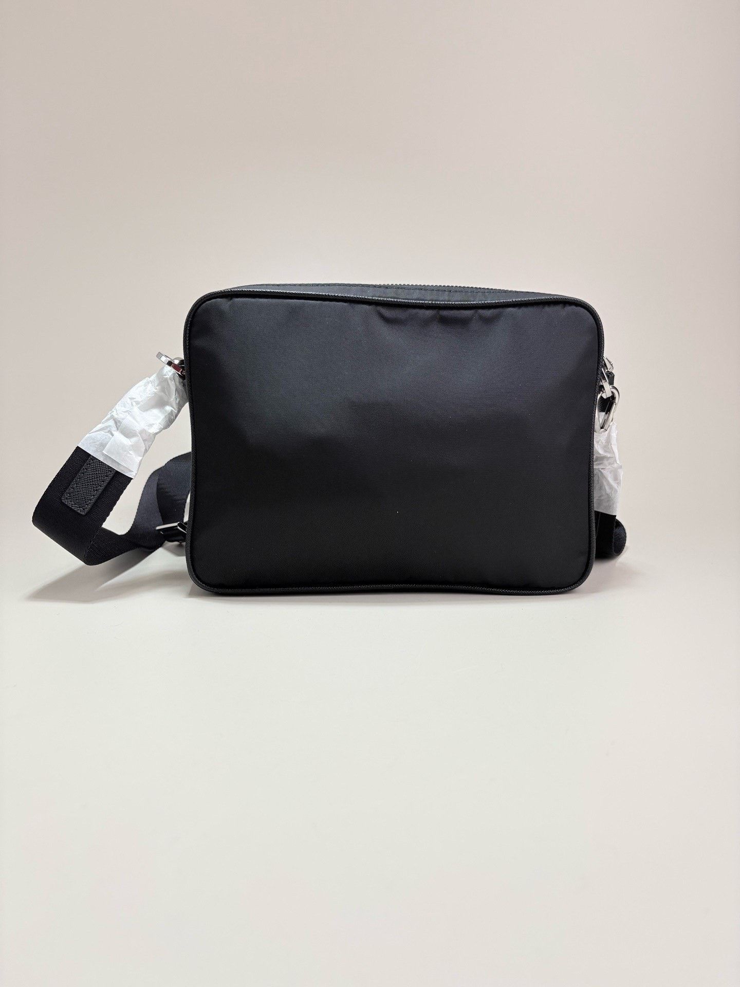 Prada PRADA Saffiano Black Nylon Triangle Logo Crossbody Bag Size ONE SIZE - 3 Thumbnail