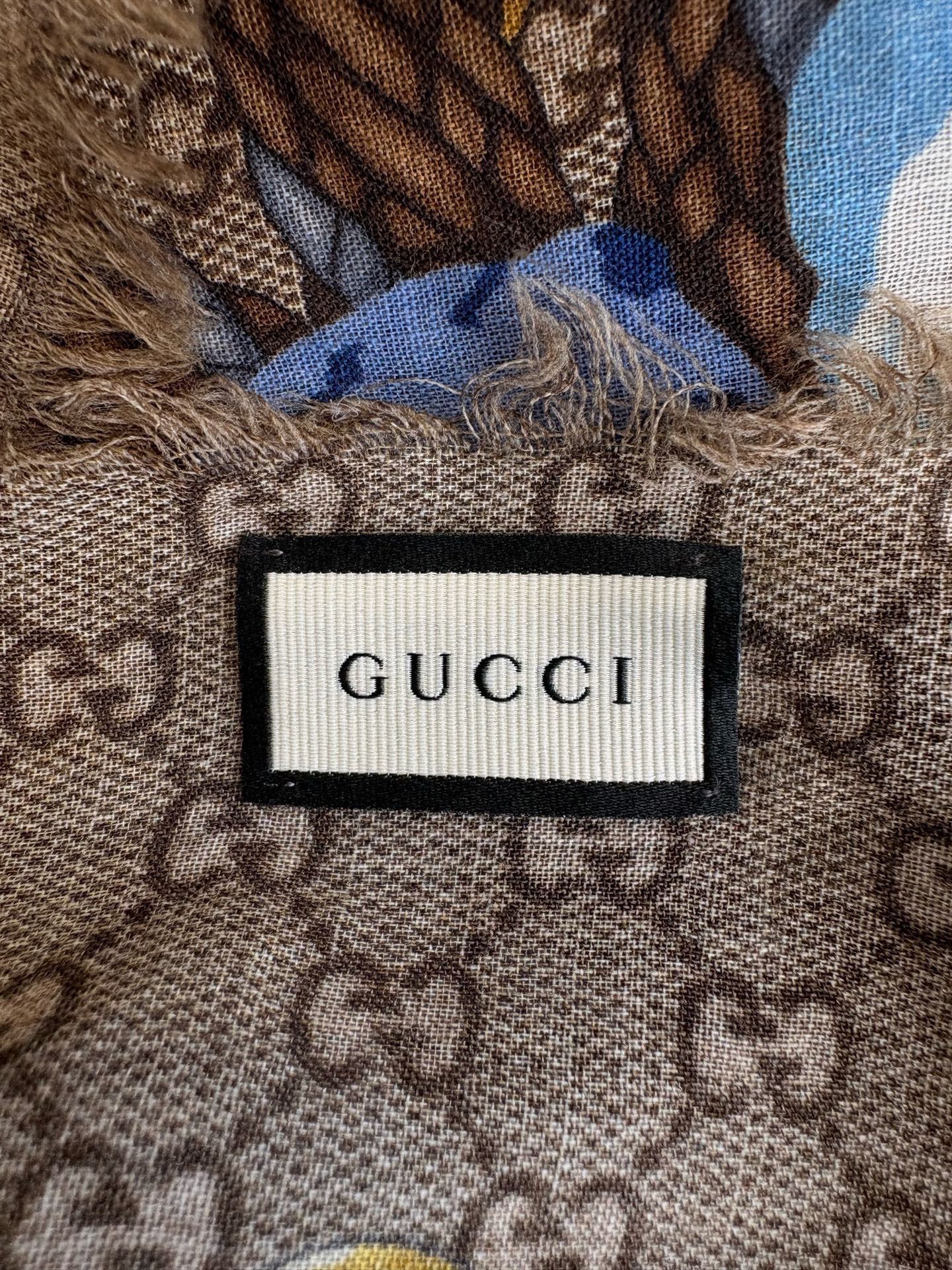 Gucci Gucci Blue Floral Logo Scarf Size ONE SIZE - 5 Thumbnail