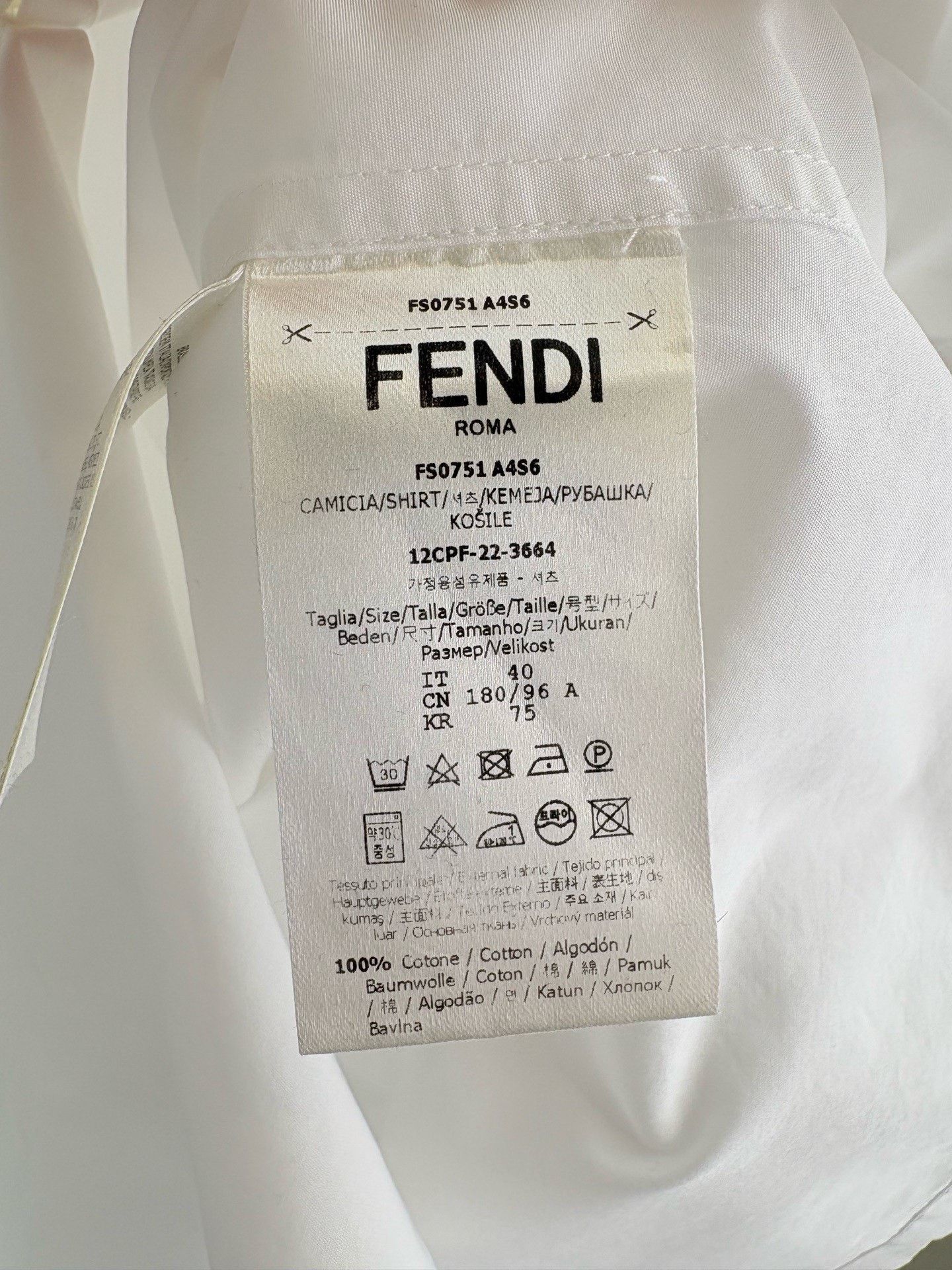Fendi Fendi White Long-Sleeve FF Logo Shirt Size US XXS / EU 40 - 5 Thumbnail