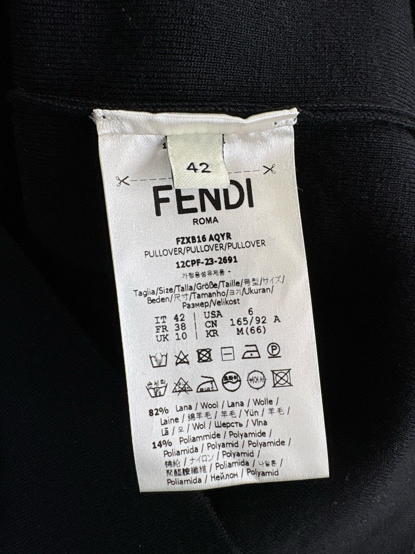 Fendi FENDI Black Wool Turtleneck Knit Sweater Size US XS / EU 42 / 0 - 5 Thumbnail