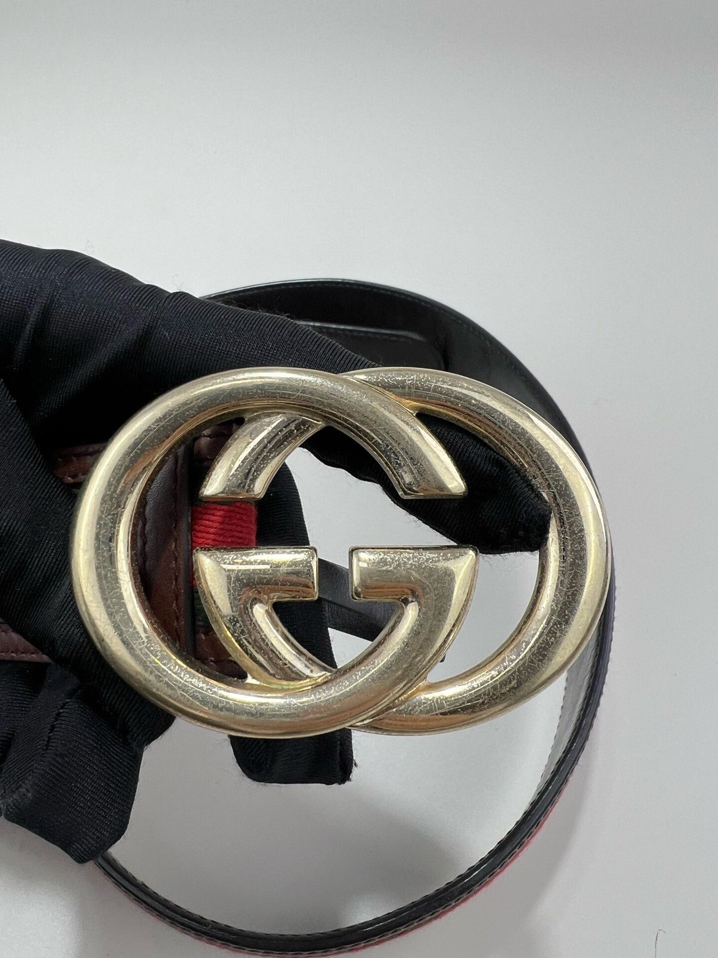 Gucci Gucci Red Green Web Double G Gold Buckle Belt Size ONE SIZE - 3 Thumbnail