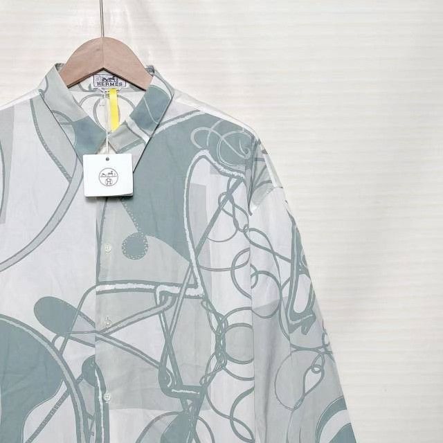 Hermes Hermes Horse Abstract Print Silk Blend Shirt Size US M / EU 48-50 / 2 - 3 Thumbnail