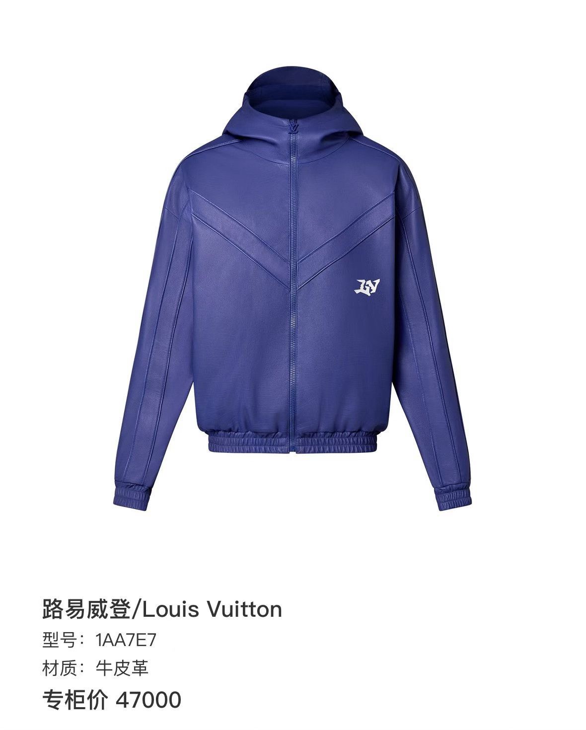 Louis Vuitton LV Blue Hooded Leather Jacket Size US S / EU 44-46 / 1 - 8 Thumbnail