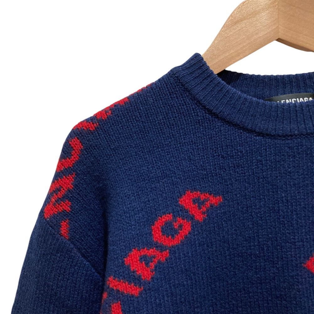 Balenciaga Balenciaga Balenciaga Logo Jacquard Knit Sweater Textile Tops DUTY FREE for USA Size ONE SIZE - 2 Thumbnail