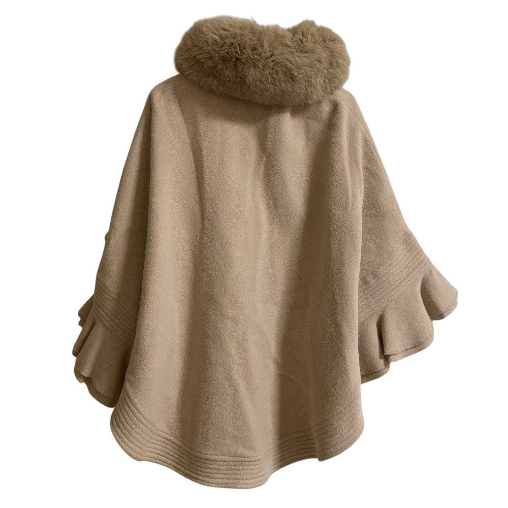 Other Other Sov Blue Fox Fur Ponte Poncho Coat Fur Outerwear DUTY FREE for USA Size ONE SIZE - 2 Thumbnail