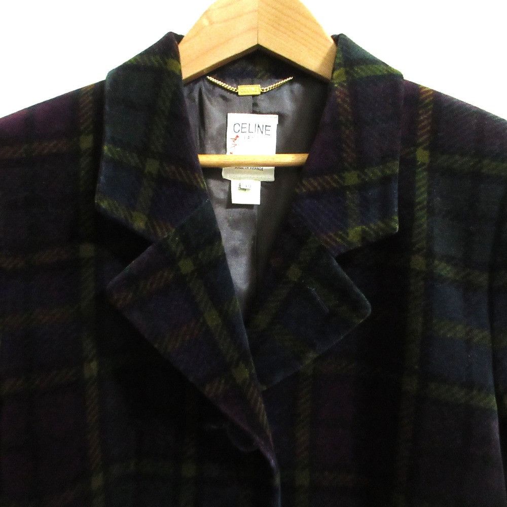 Celine Celine Celine Velour Check Long Jacket Textile Outerwear DUTY FREE for USA Size ONE SIZE - 6 Thumbnail