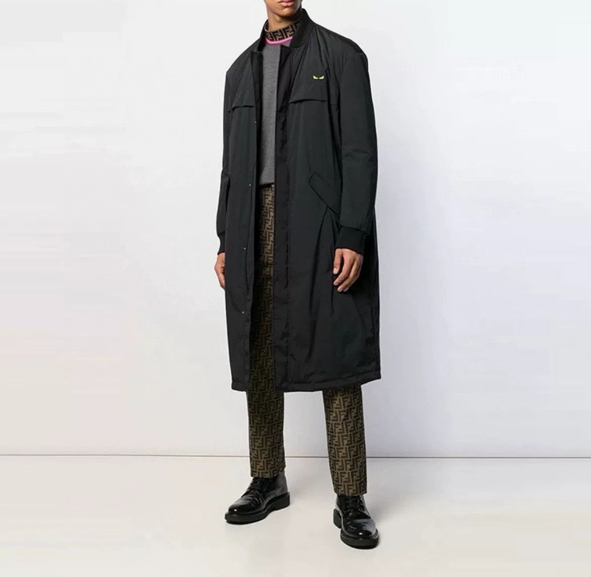 Fendi FENDI Men's Black Lapel Long-Sleeve Coat Size US S / EU 44-46 / 1 - 6 Thumbnail