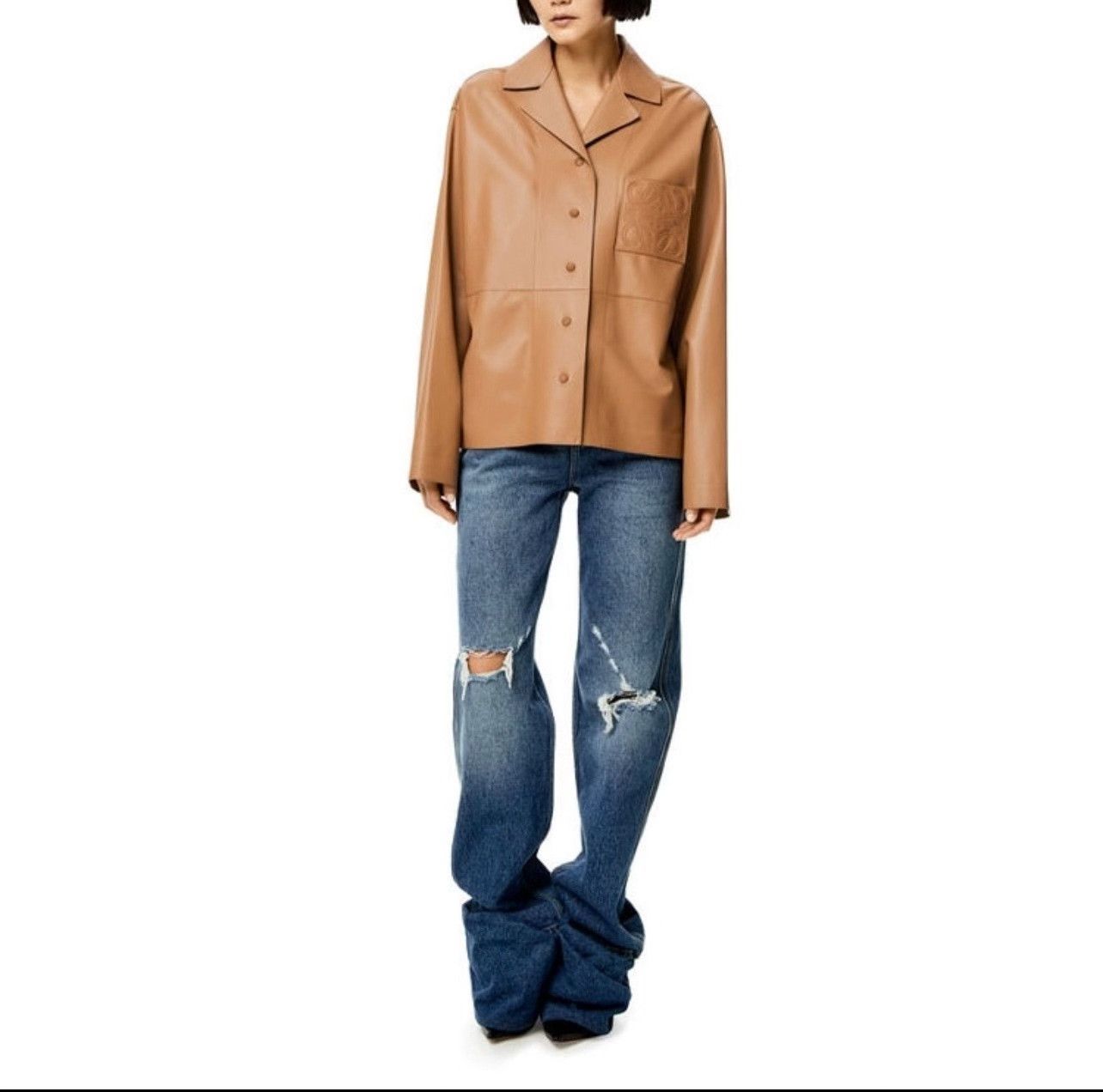 Loewe LOEWE Logo Single-Breasted Leather Shirt Jacket Size S / US 4 / IT 40 - 6 Thumbnail