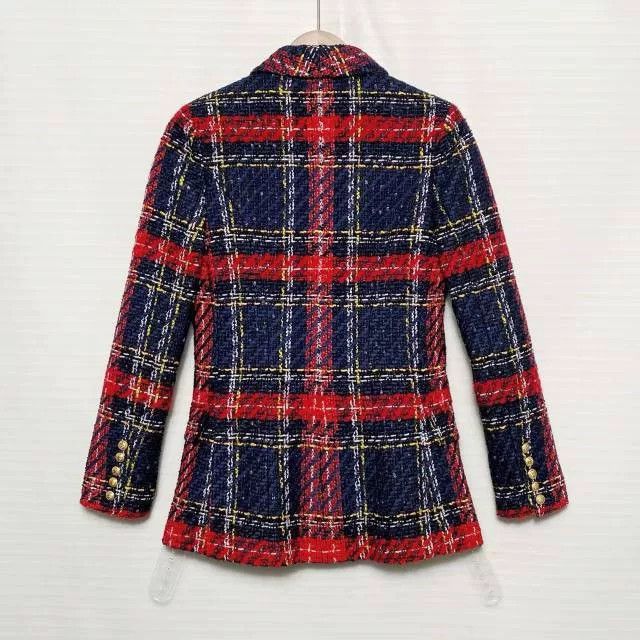 Balmain Balmain Red Blue Plaid Gold Button Cardigan Blazer Size S / US 4 / IT 40 - 2 Thumbnail