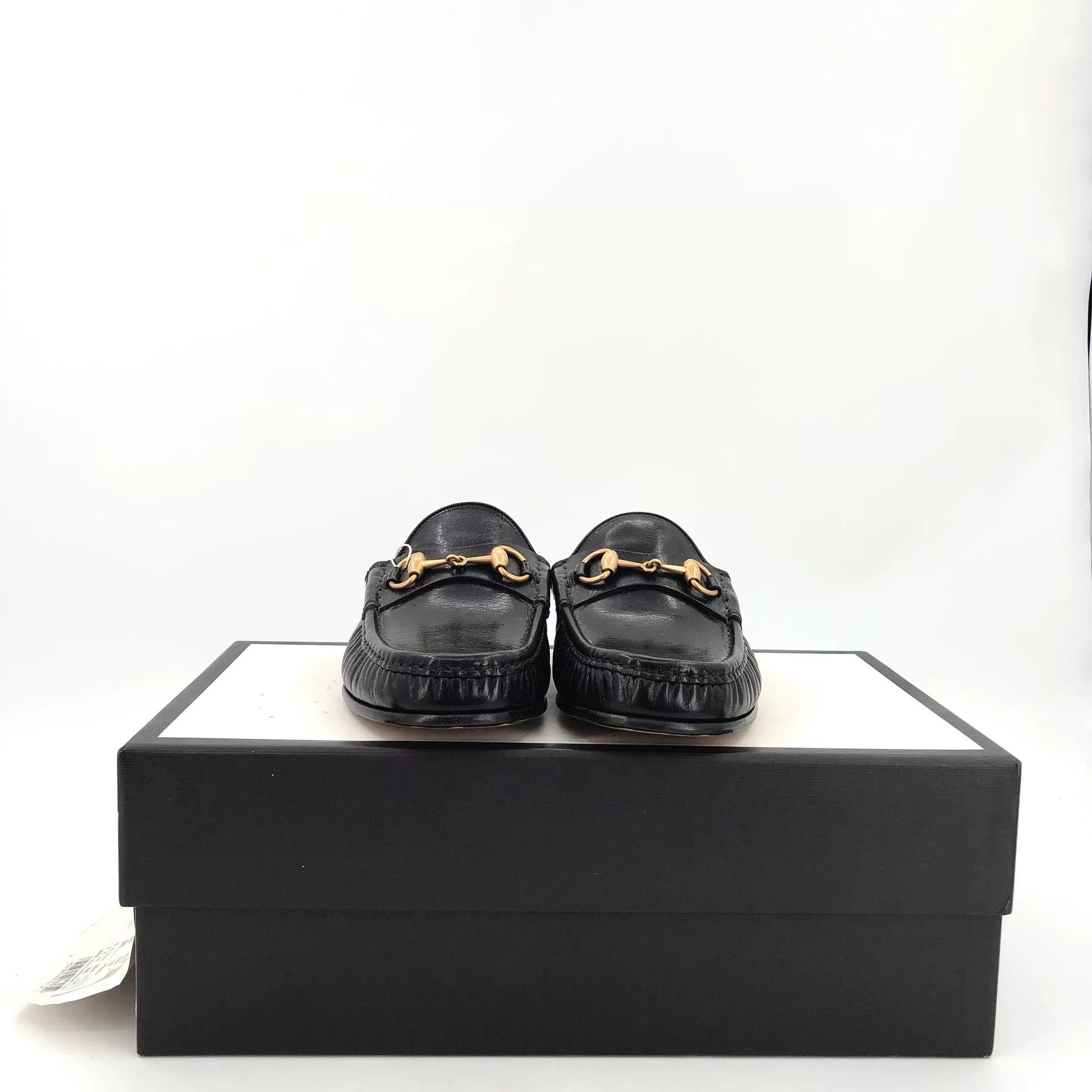 Gucci Gucci Black Leather Horsebit Round-Toe Slippers Size US 6 / IT 36 - 9 Thumbnail