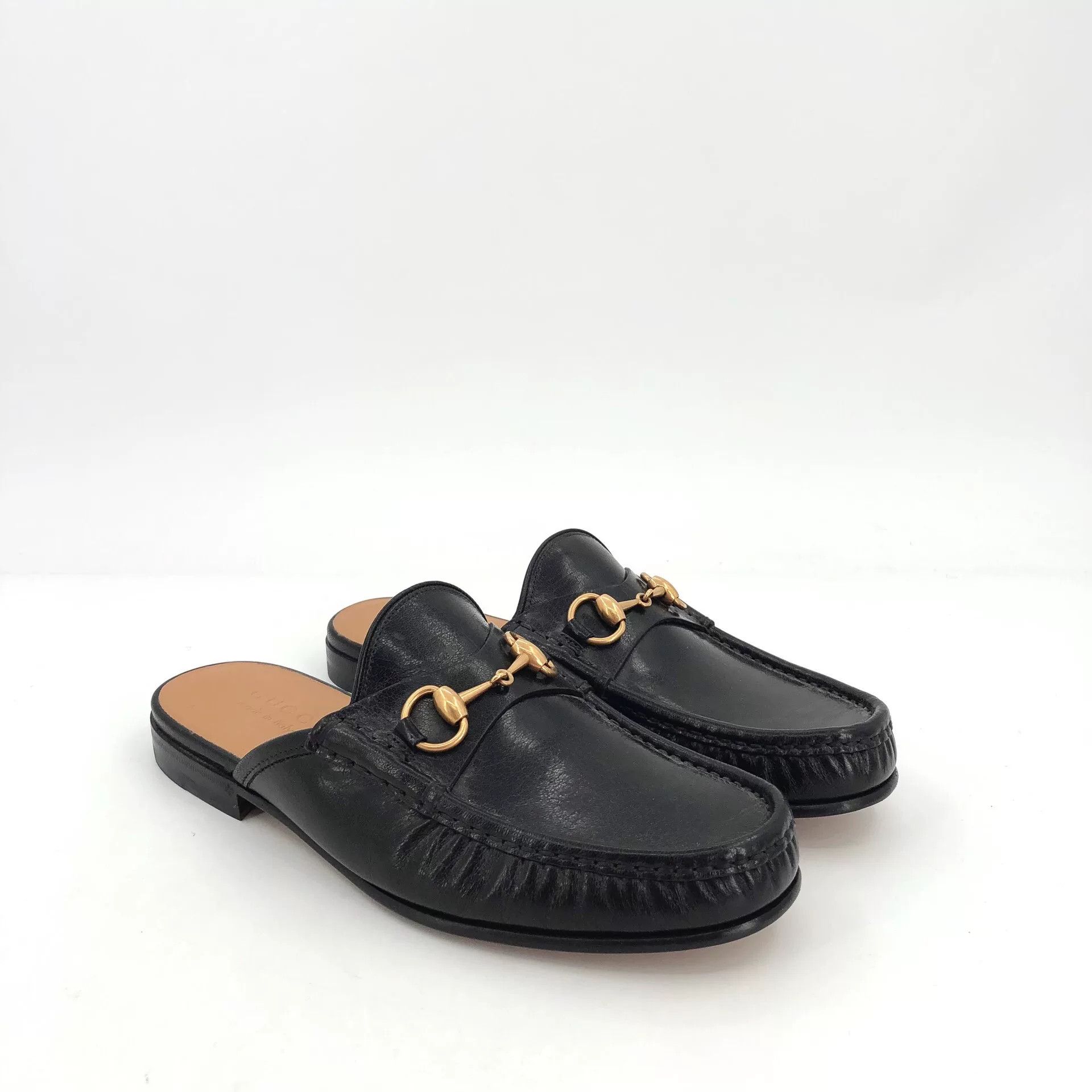 Gucci Gucci Black Leather Horsebit Round-Toe Slippers Size US 6 / IT 36 - 2 Thumbnail