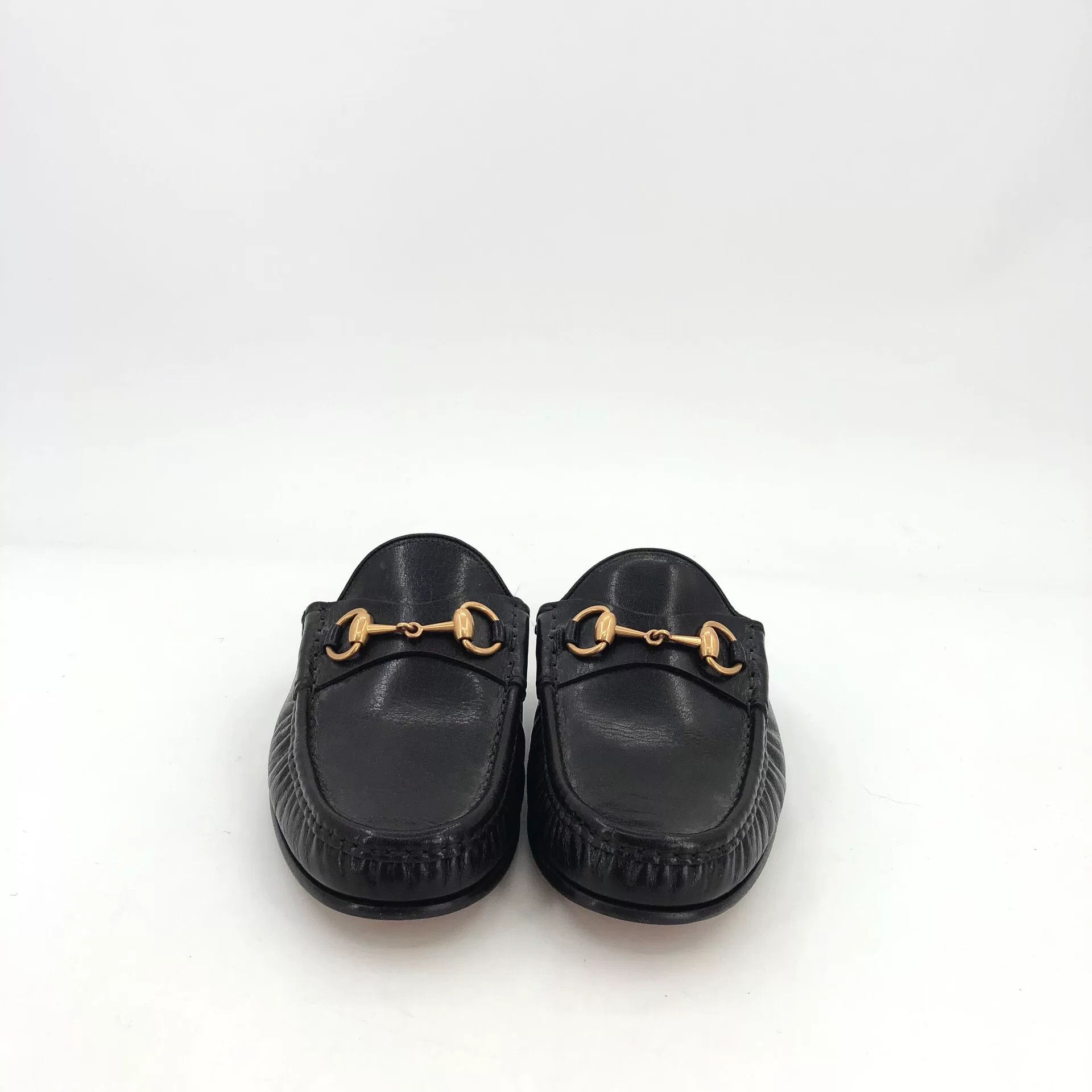 Gucci Gucci Black Leather Horsebit Round-Toe Slippers Size US 6 / IT 36 - 3 Thumbnail