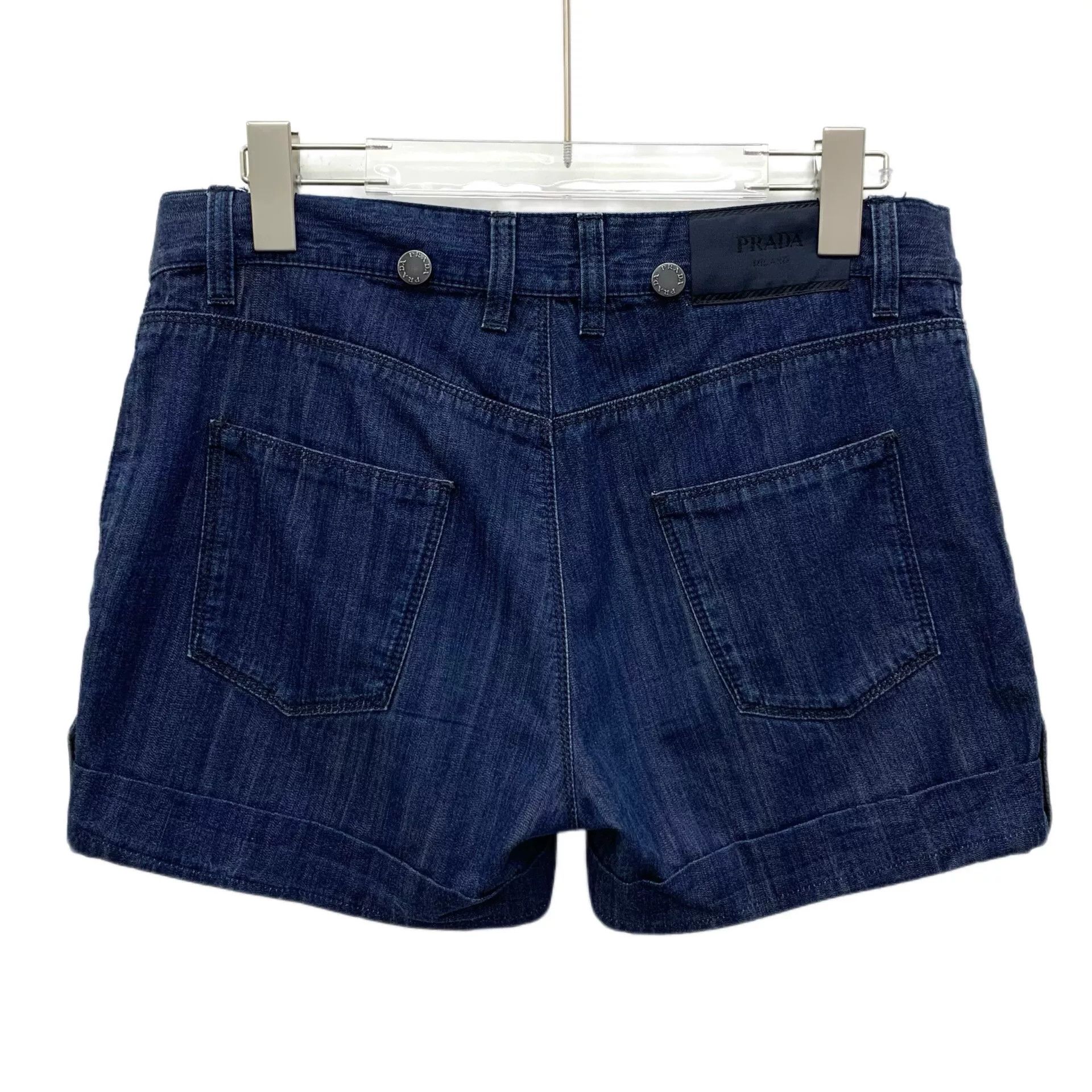 Prada Prada Dark Blue Cotton Denim Shorts Size 25" / US 0 / IT 36 - 2 Thumbnail