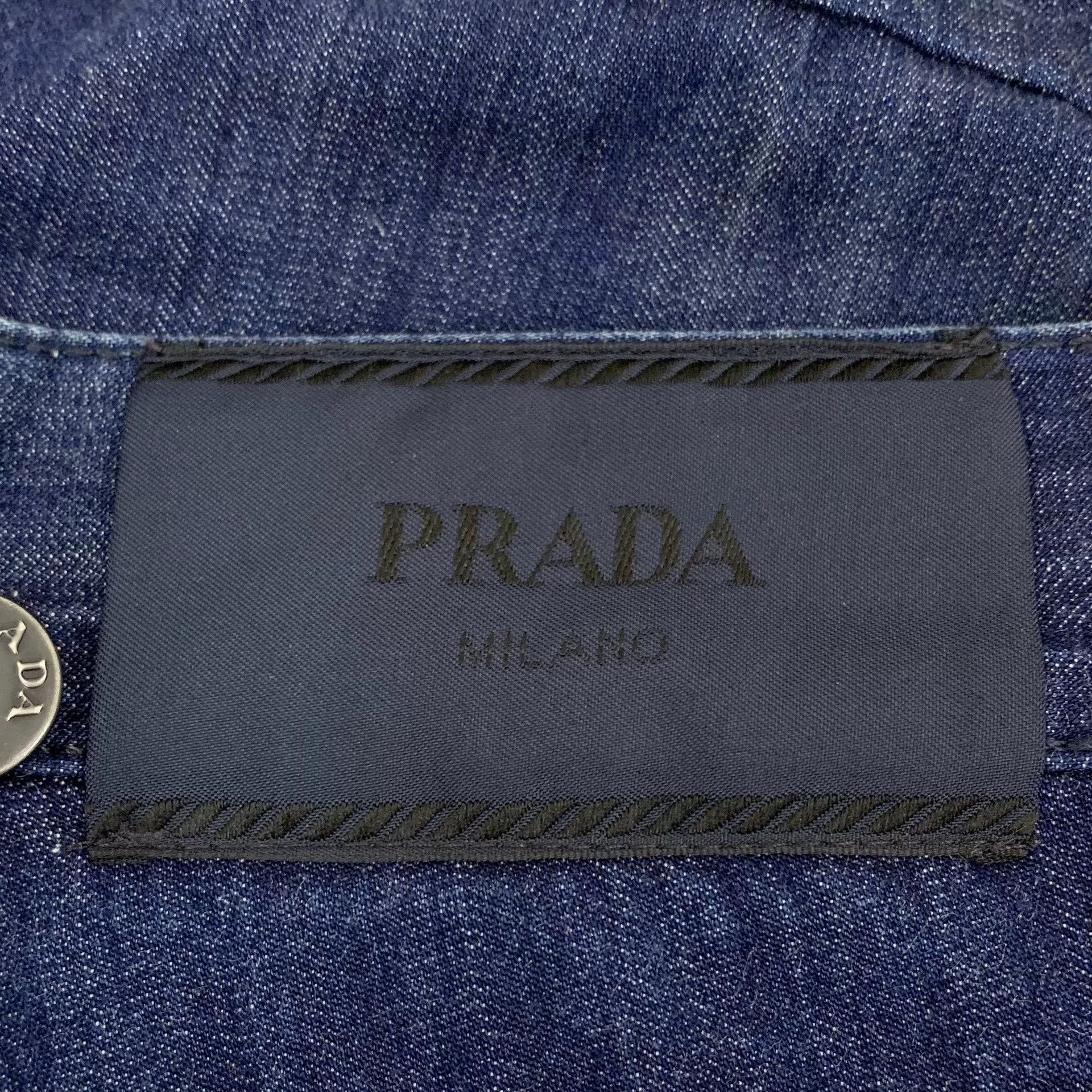 Prada Prada Dark Blue Cotton Denim Shorts Size 25" / US 0 / IT 36 - 5 Thumbnail