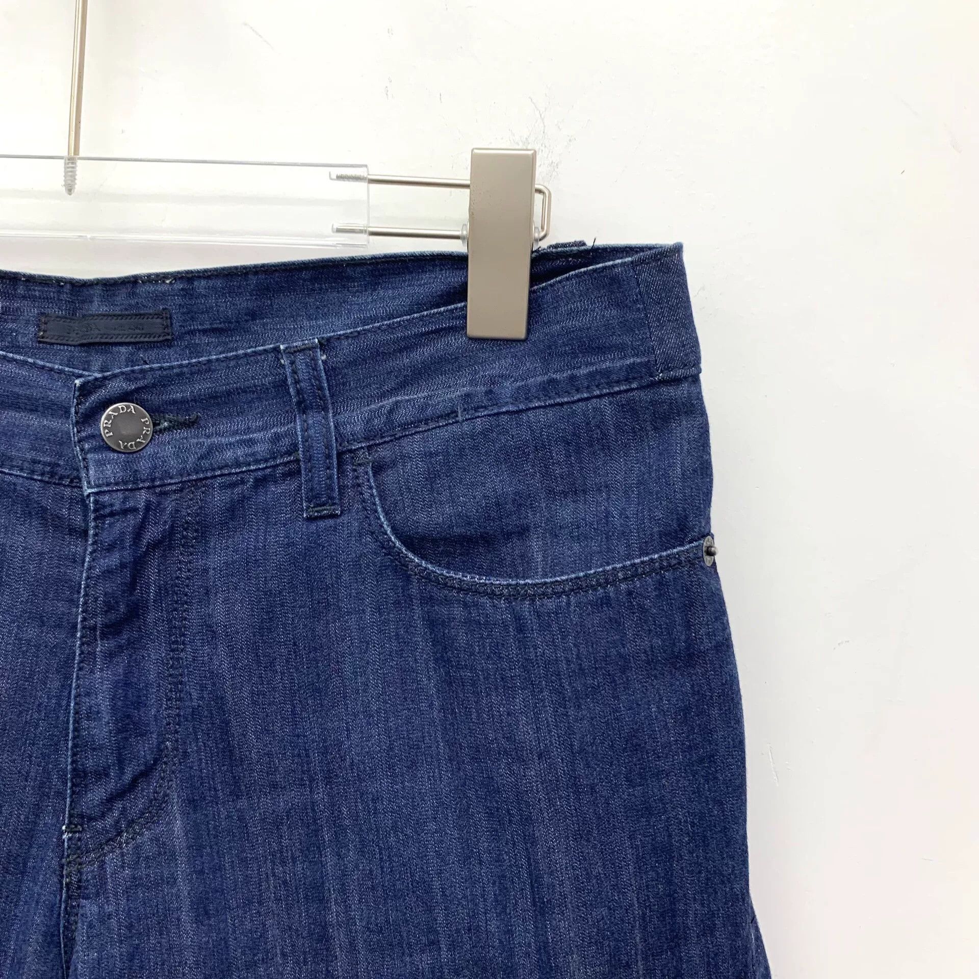 Prada Prada Dark Blue Cotton Denim Shorts Size 25" / US 0 / IT 36 - 3 Thumbnail