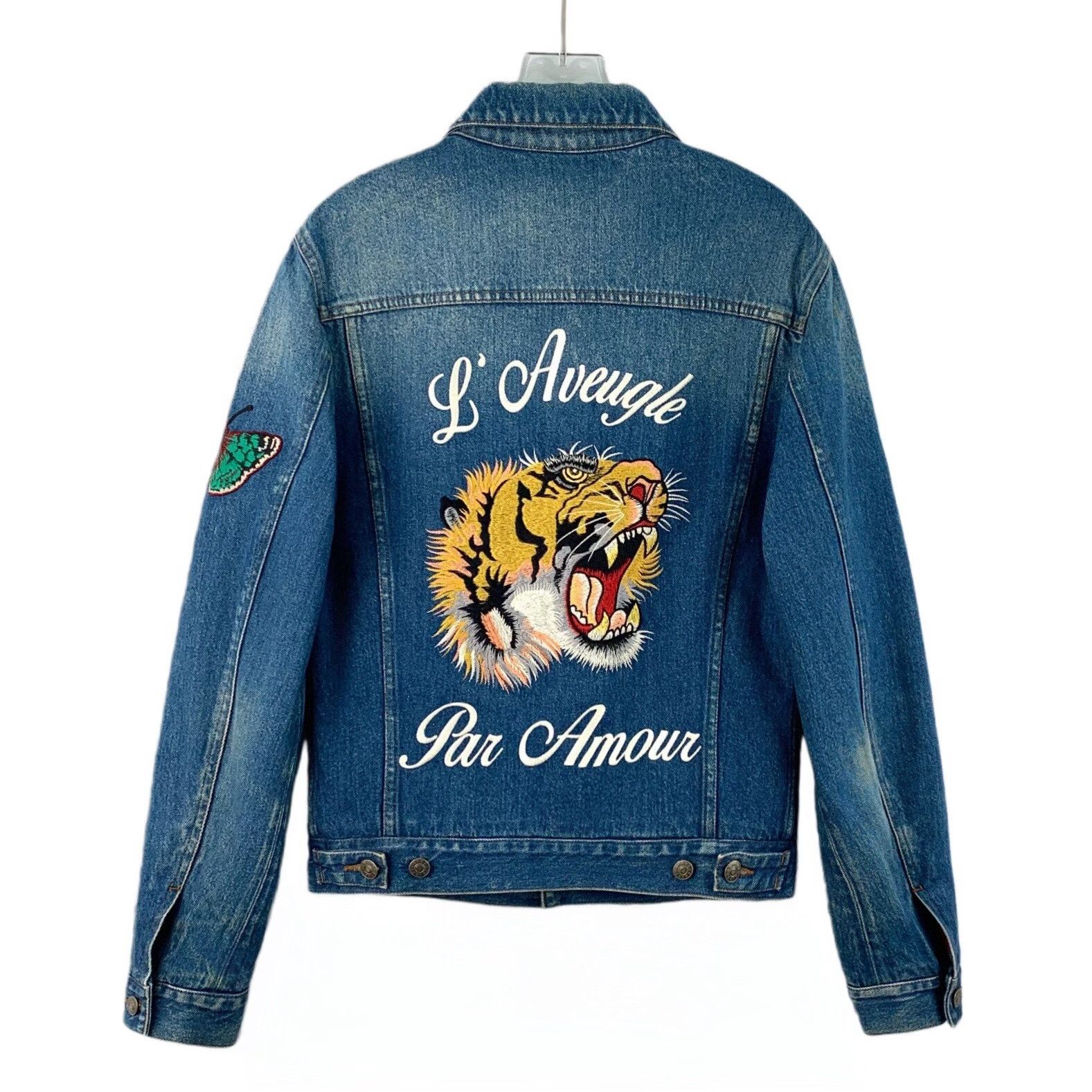 Gucci Gucci Blue Tiger Embroidery Denim Jacket Size US S / EU 44-46 / 1 - 2 Thumbnail