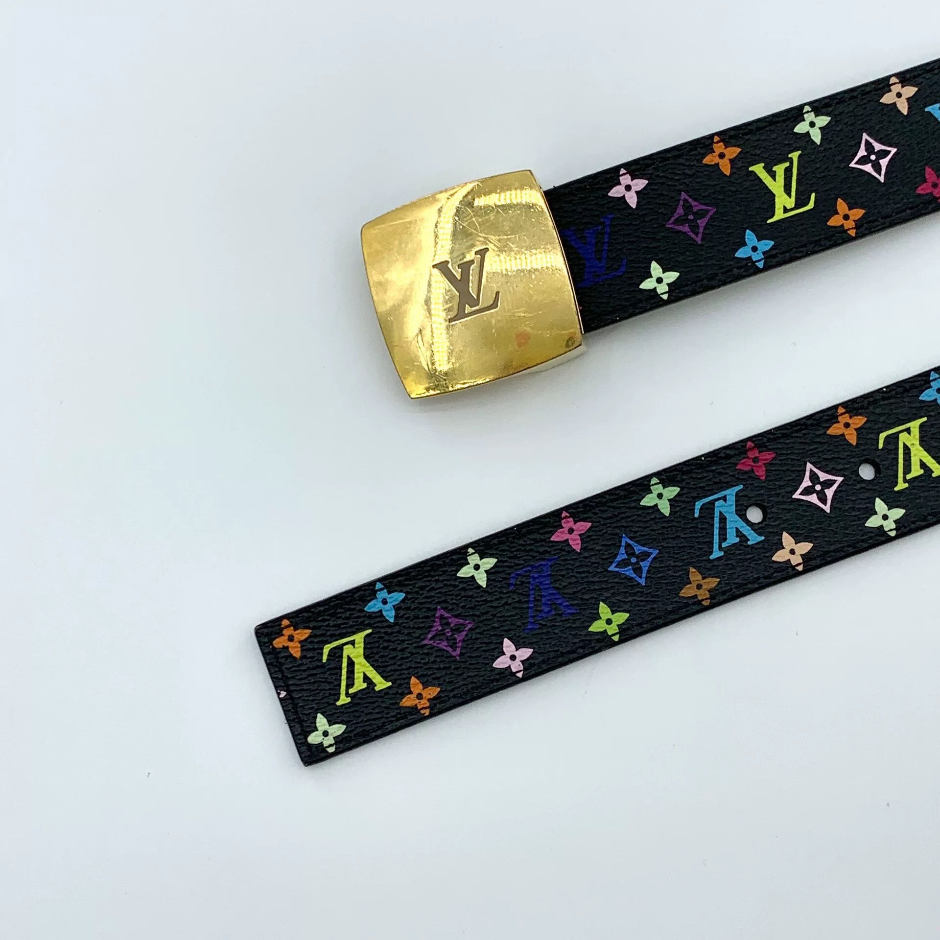 Louis Vuitton Louis Vuitton Black Multicolor Logo Belt Size ONE SIZE - 4 Thumbnail