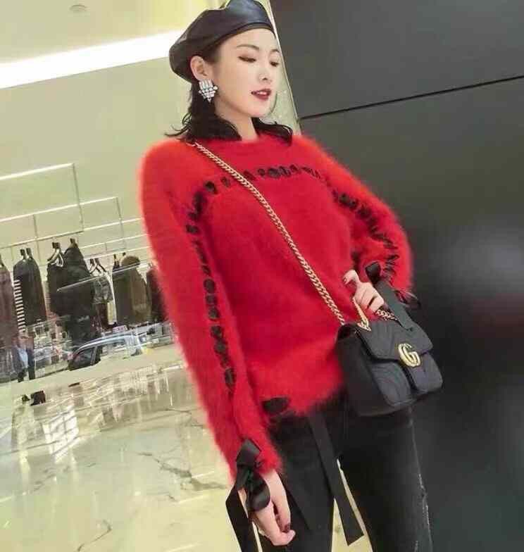 Fendi Fendi Red Rabbit Fur Knit Sweater Size XS / US 0-2 / IT 36-38 - 8 Thumbnail