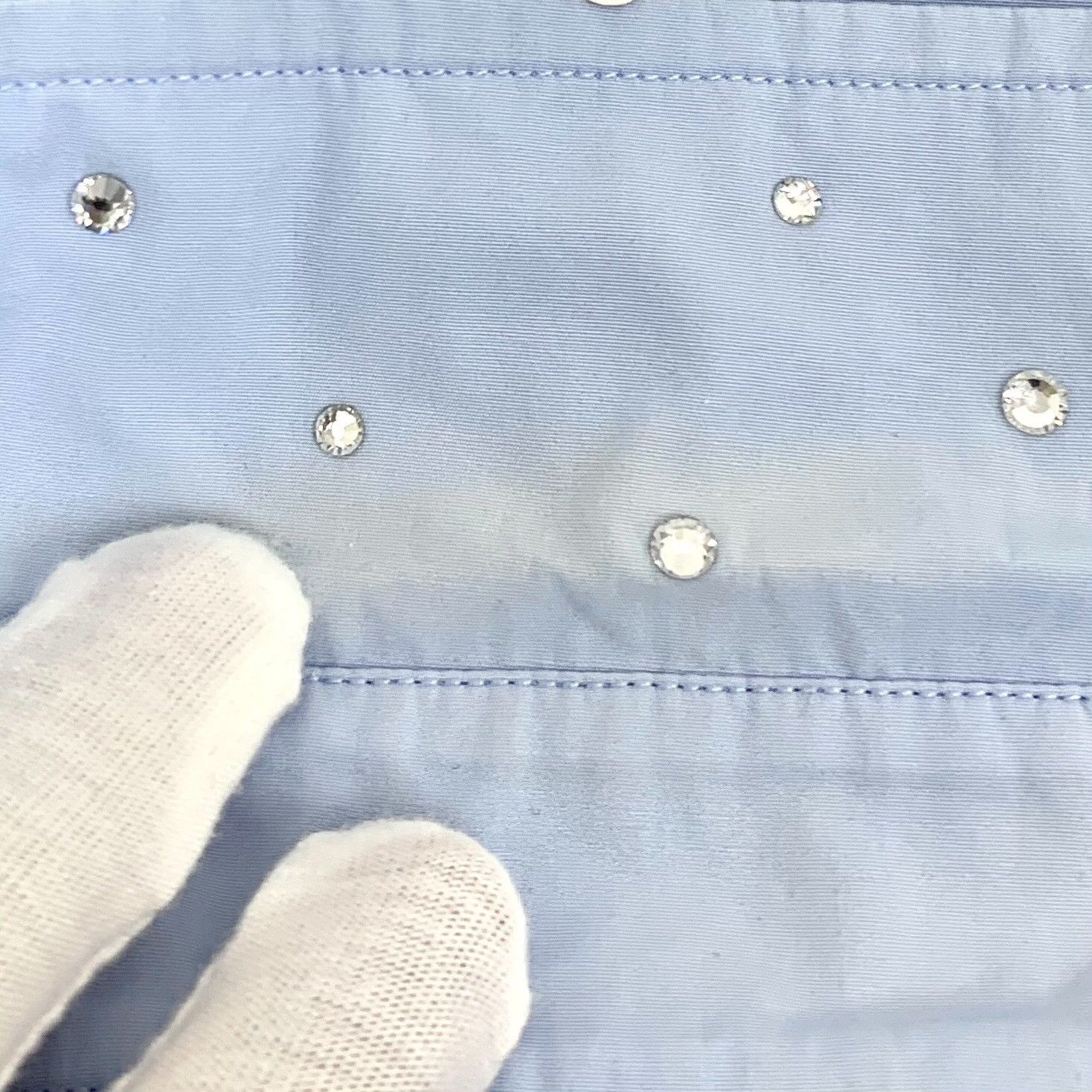 Miu Miu Miu Miu Blue Logo Crystal Cotton Shirt Size XS / US 0-2 / IT 36-38 - 9 Thumbnail