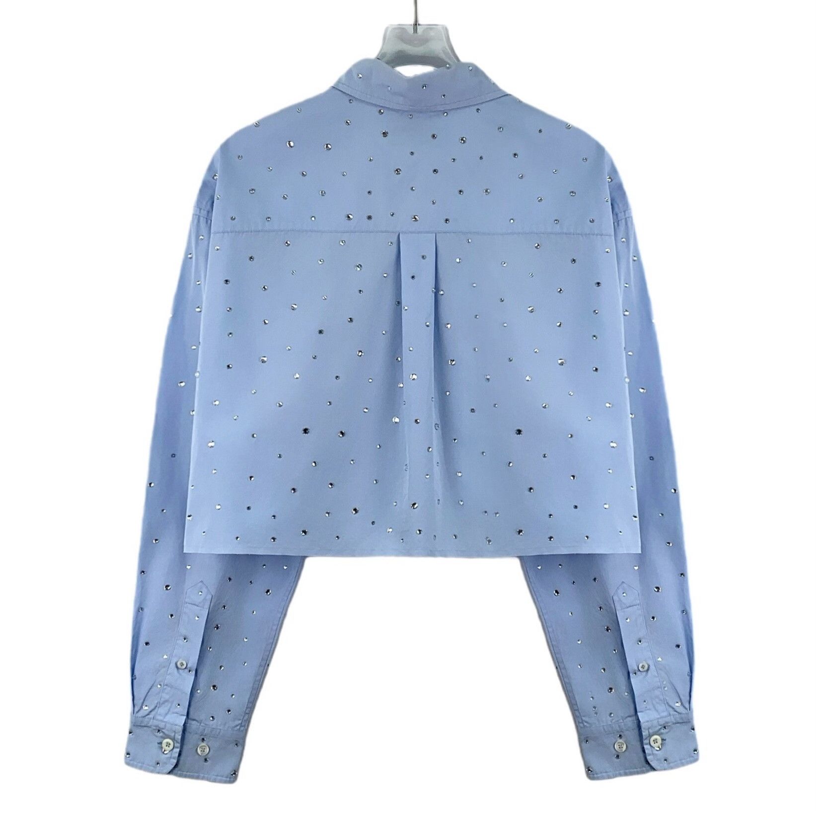 Miu Miu Miu Miu Blue Logo Crystal Cotton Shirt Size XS / US 0-2 / IT 36-38 - 2 Thumbnail