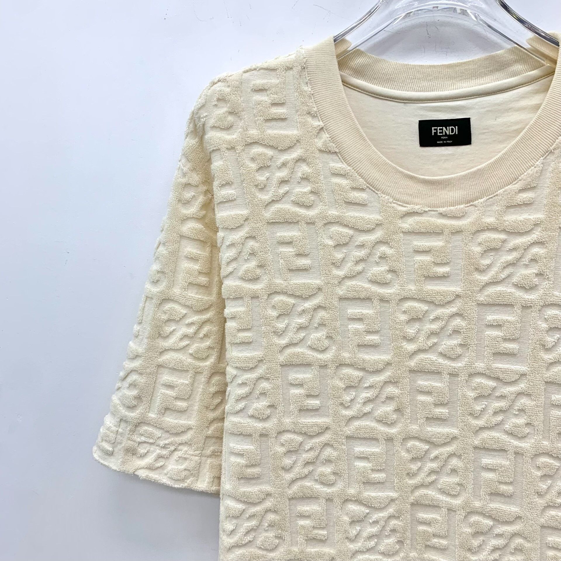 Fendi Fendi Double F Embossed Print Cotton T-shirt Size XS / US 0-2 / IT 36-38 - 3 Thumbnail