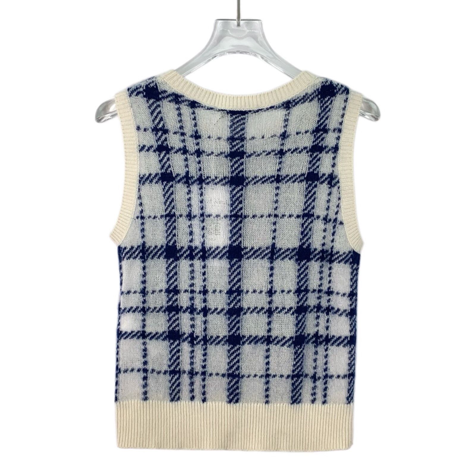Dior Dior Blue Plaid Wool Sleeveless Knit Vest Size XXS / US 00 / IT 34 - 2 Thumbnail