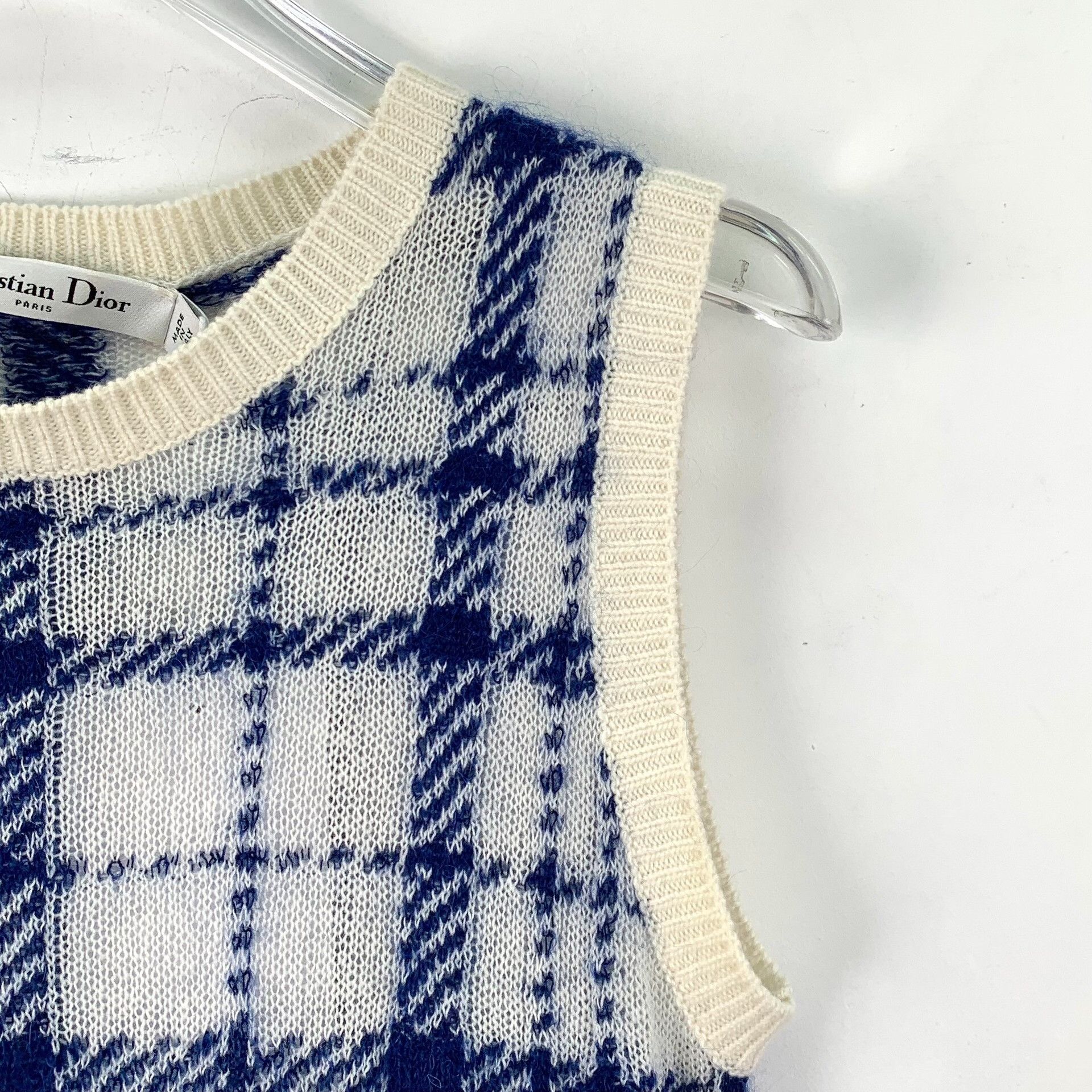 Dior Dior Blue Plaid Wool Sleeveless Knit Vest Size XXS / US 00 / IT 34 - 3 Thumbnail
