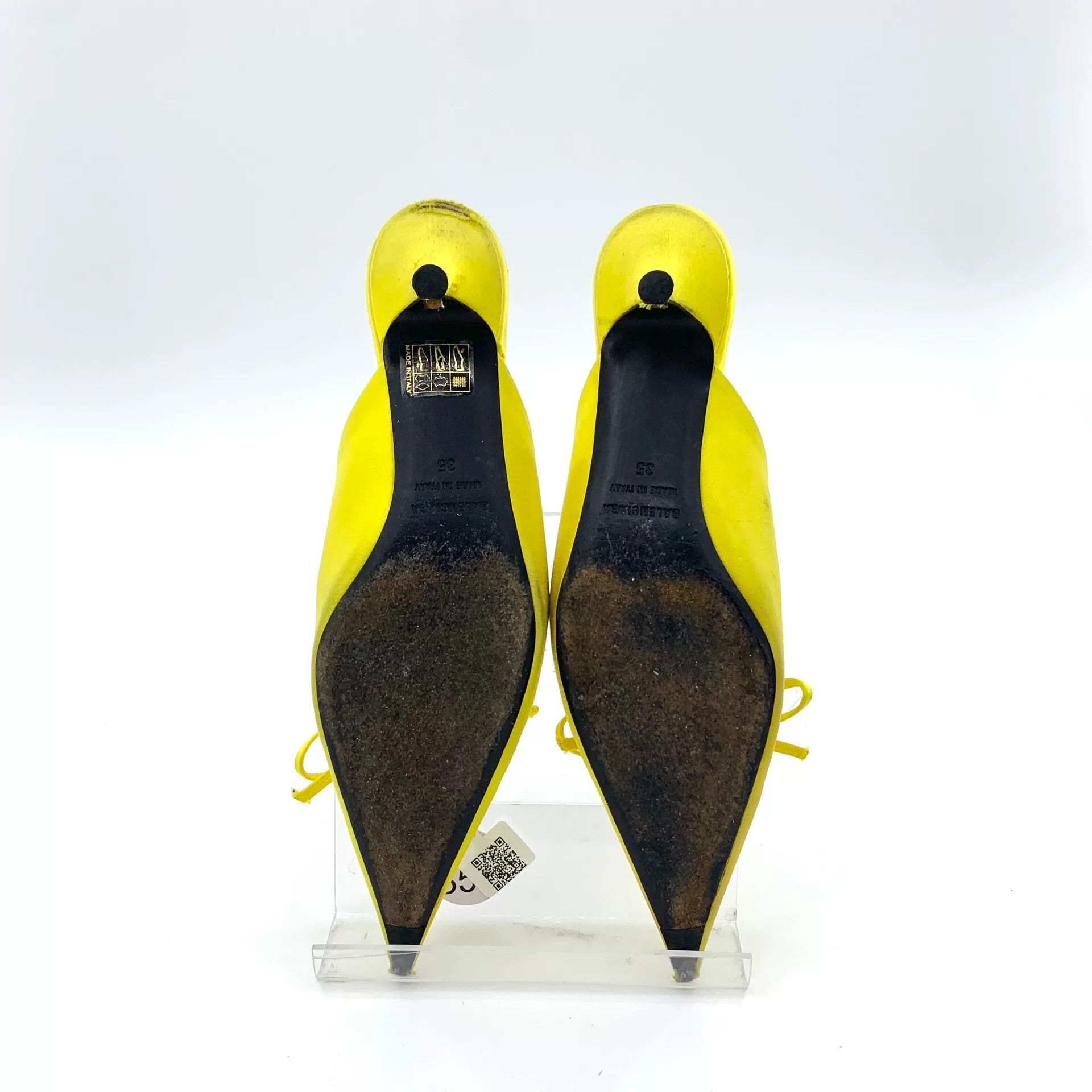 Balenciaga Balenciaga Yellow Satin Bow Low-Heel Mules Size US 4 / IT 34 - 5 Thumbnail