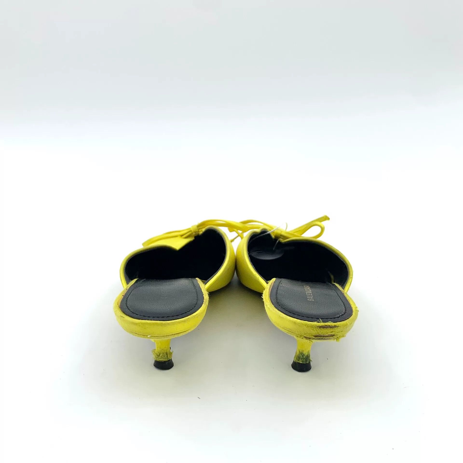 Balenciaga Balenciaga Yellow Satin Bow Low-Heel Mules Size US 4 / IT 34 - 4 Thumbnail